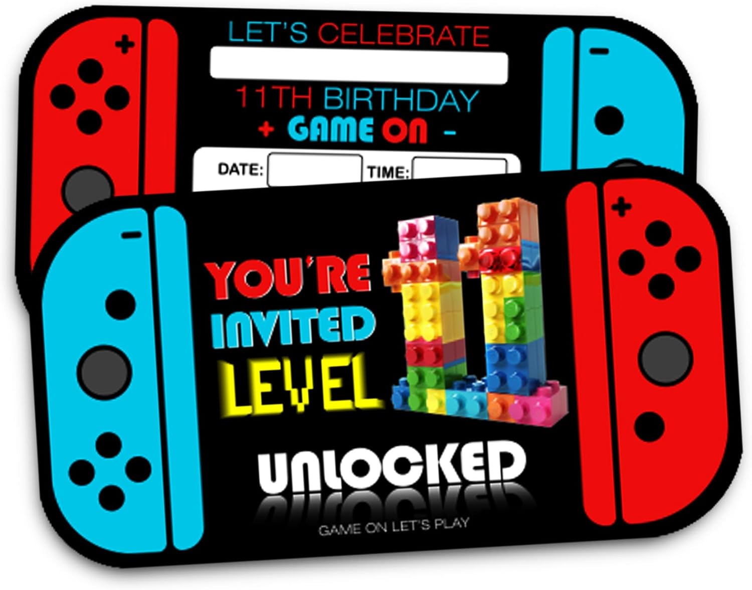 Video Game 11th Birthday Invitation Cards for Boys