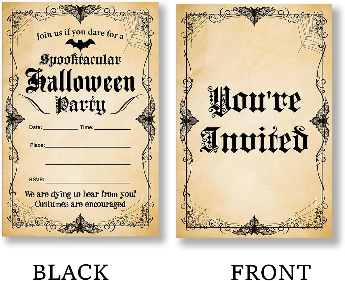 Gothic Halloween Invitations with Envelopes Set of 20