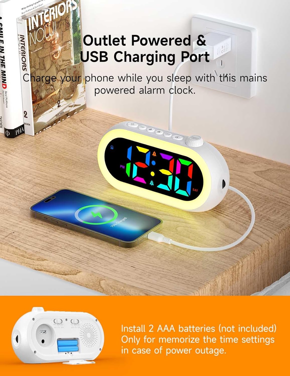 OCUBE Digital Alarm Clocks with Wake Up Light and Dual Alarms