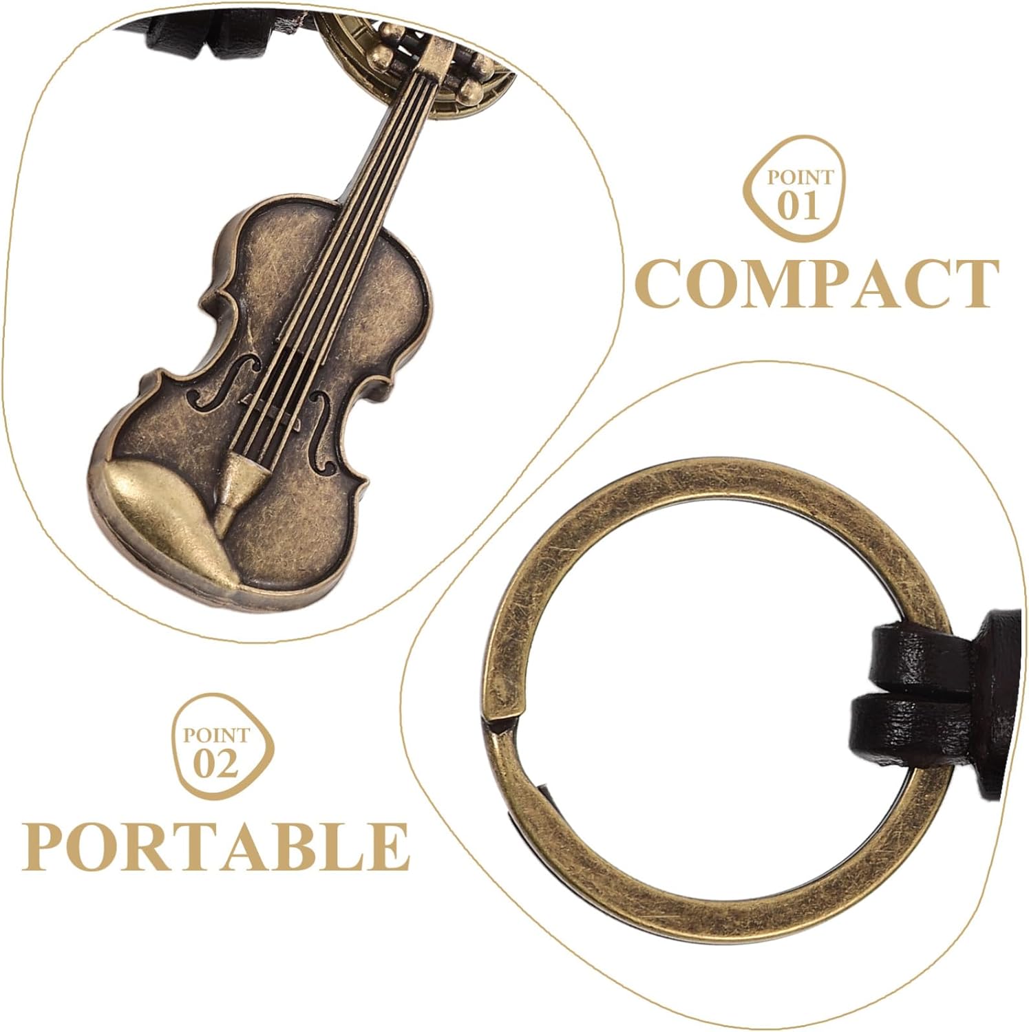 Amosfun Retro Violin Keychain Zinc Alloy Music Pendant
