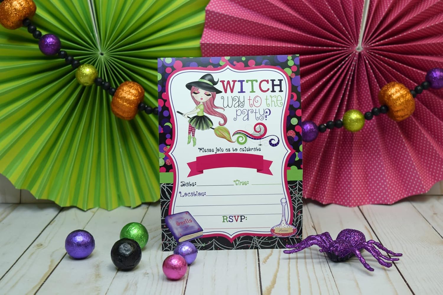 Fancy Halloween Witch Party Invites 20 5x7 Fill In Cards