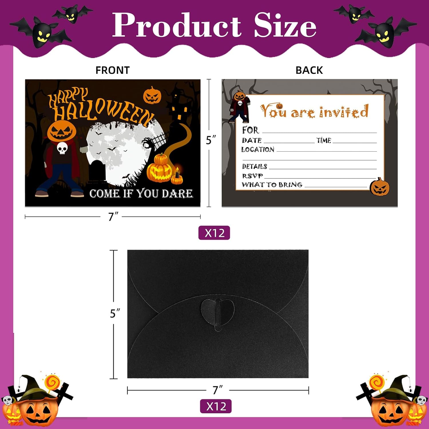 SICOHOME Halloween Party Invitation Set 12pcs