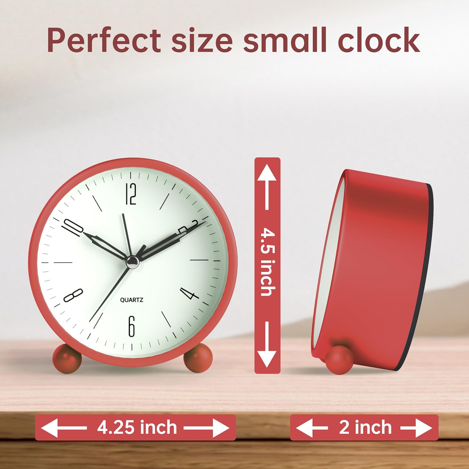 Jall Analog Alarm Clock with Night Light and Silent Hand