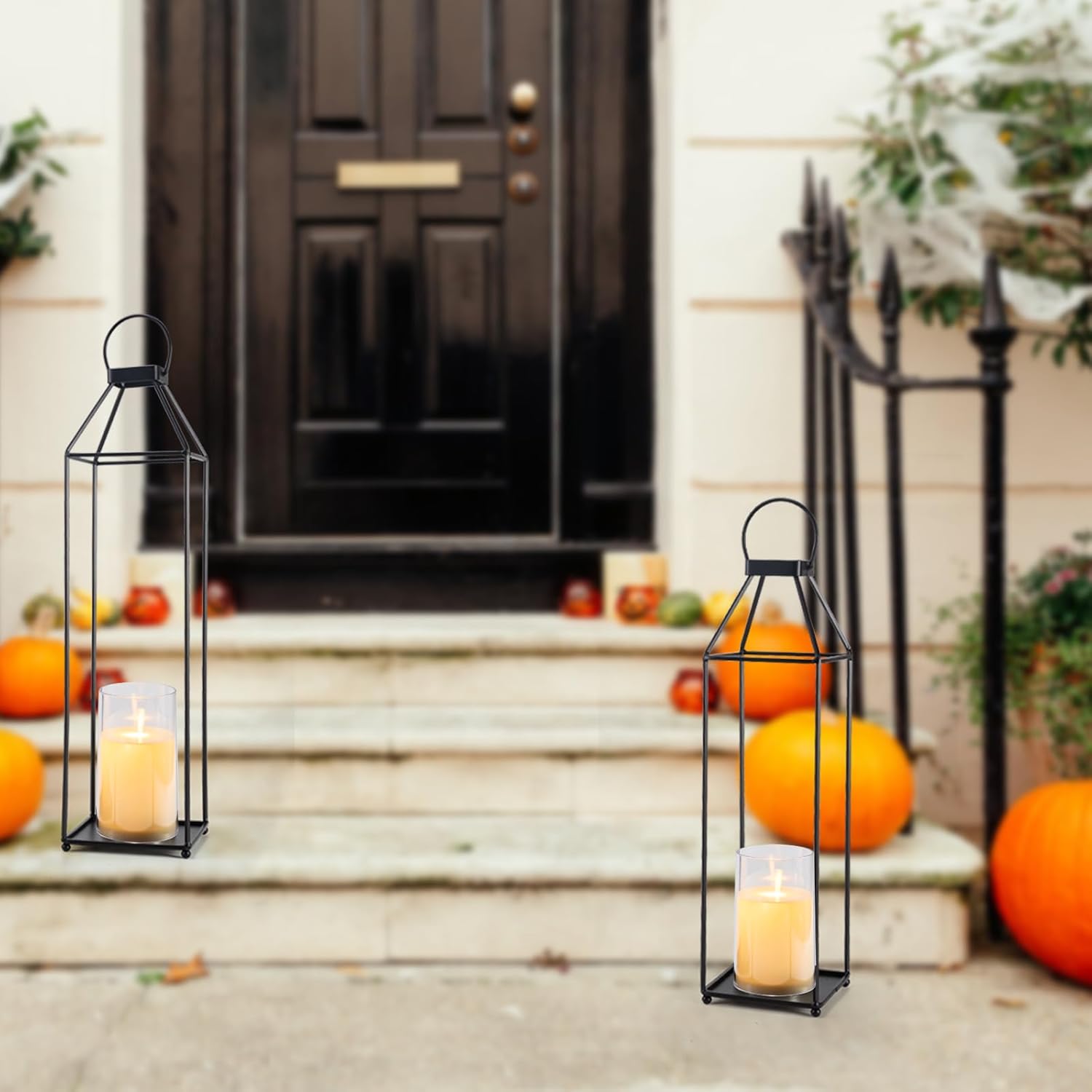 ELEATTRUN Outdoor Candle Lantern Set of 2