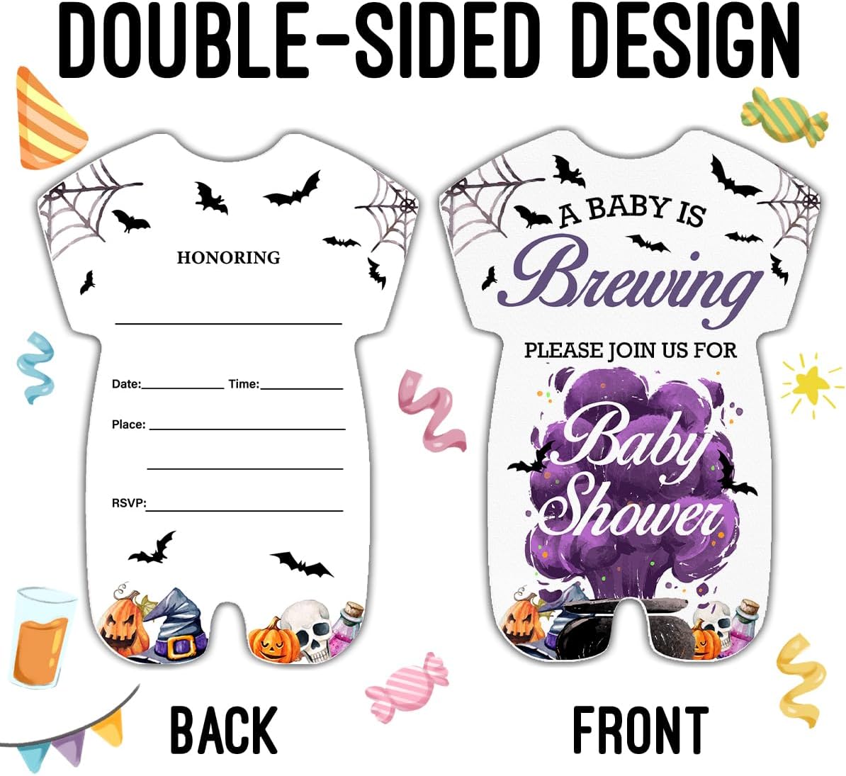 LyoGao Halloween Baby Shower Invites - Witch Magic Theme