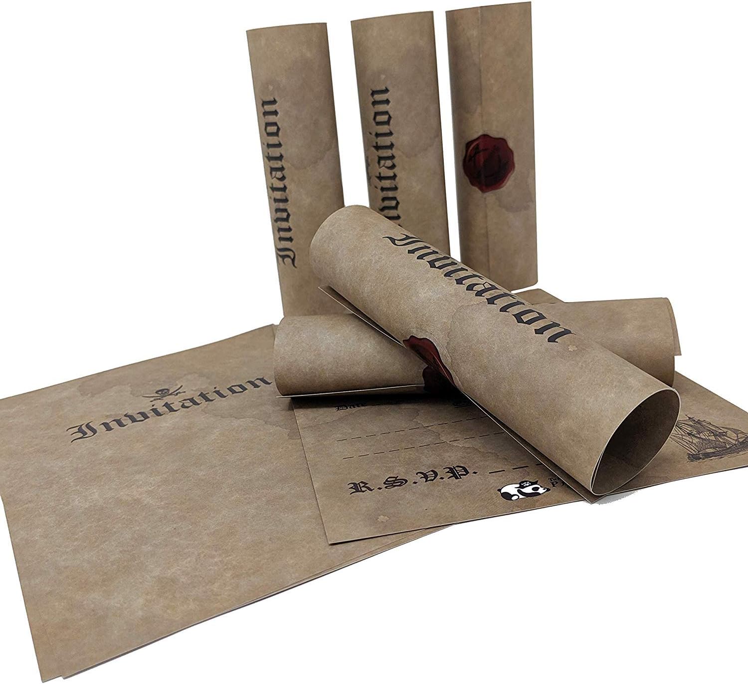 20 Pirate Birthday Invitations Roll Up Pirate Scrolls