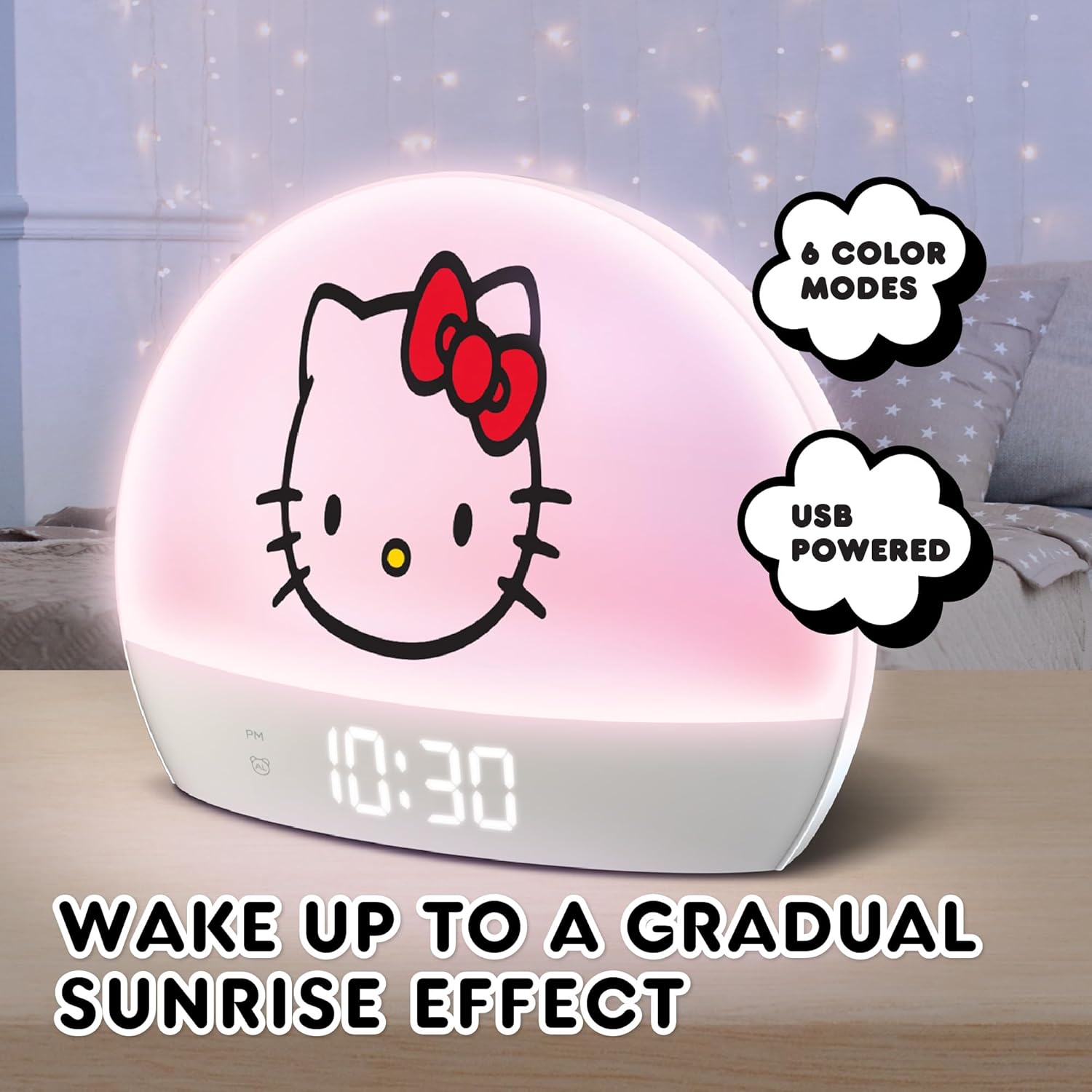 Hello Kitty Sunrise Alarm Clock with USB Charging