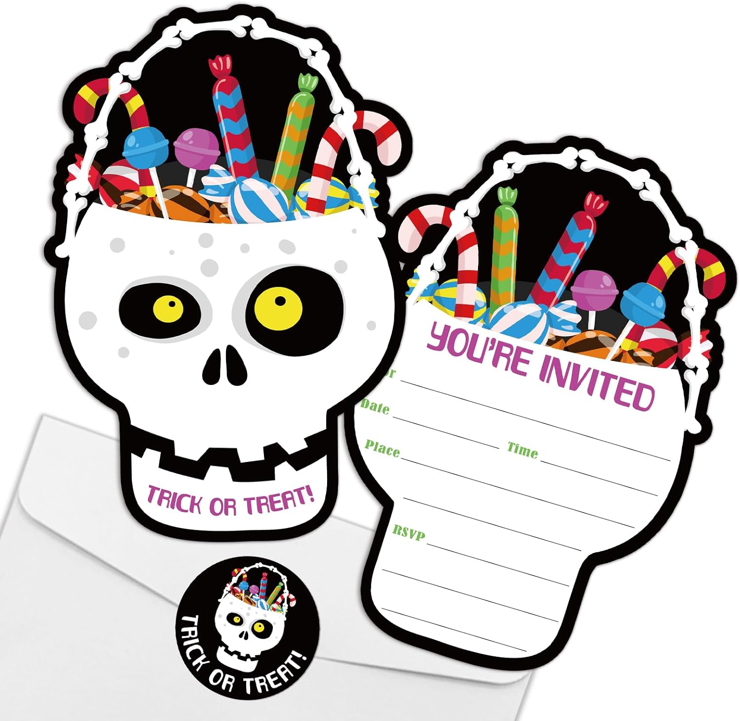 REWIDPARTY Halloween Party Invitations Set of 15