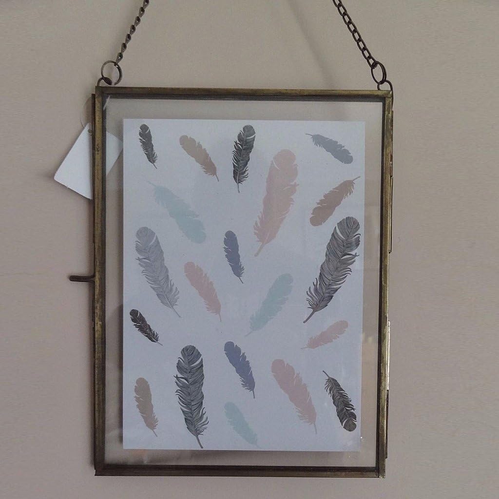 Double Glass Floating Frame Brass and Glass Wall Decor