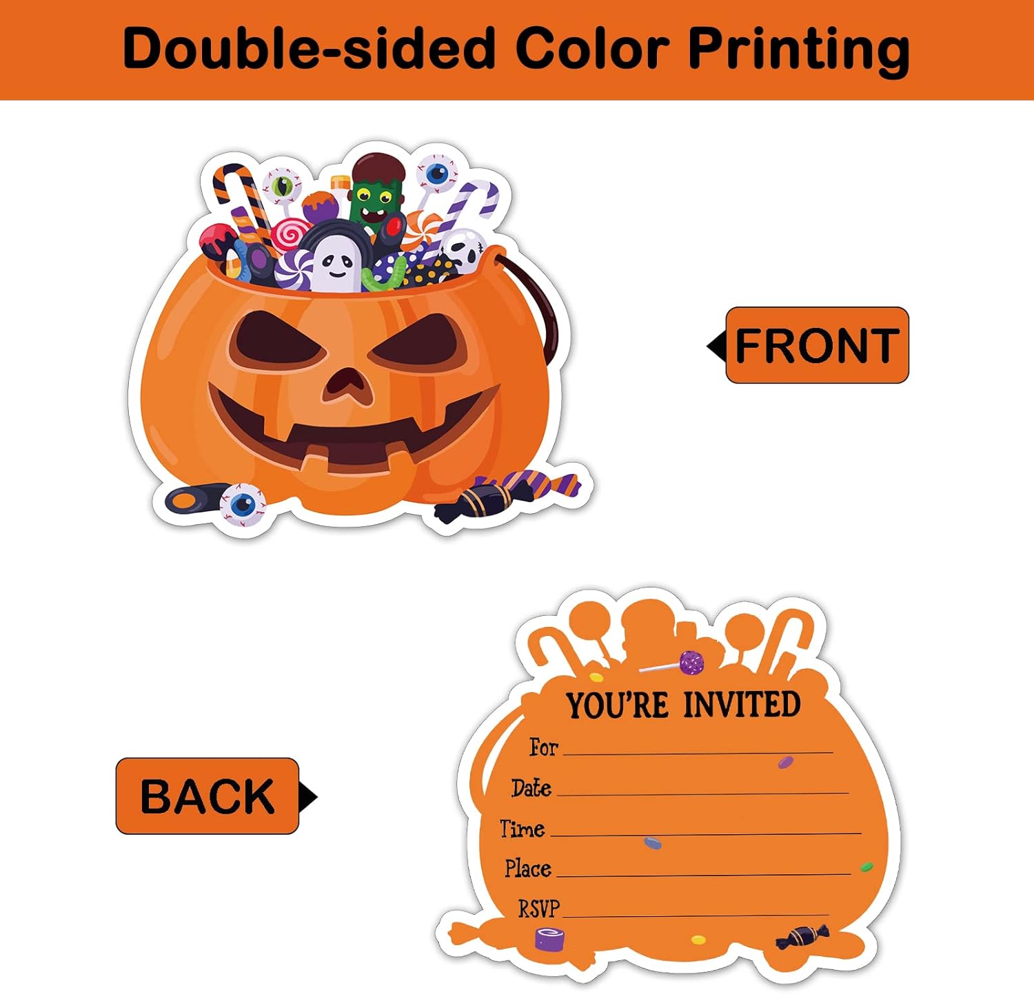 Rewidparty Halloween Pumpkin Party Invitations Set of 15