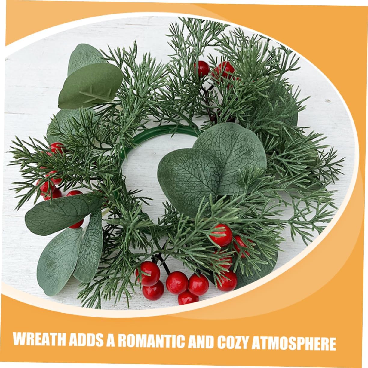 VOSAREA Christmas Candle Wreath with Pine Cones and Poinsettia