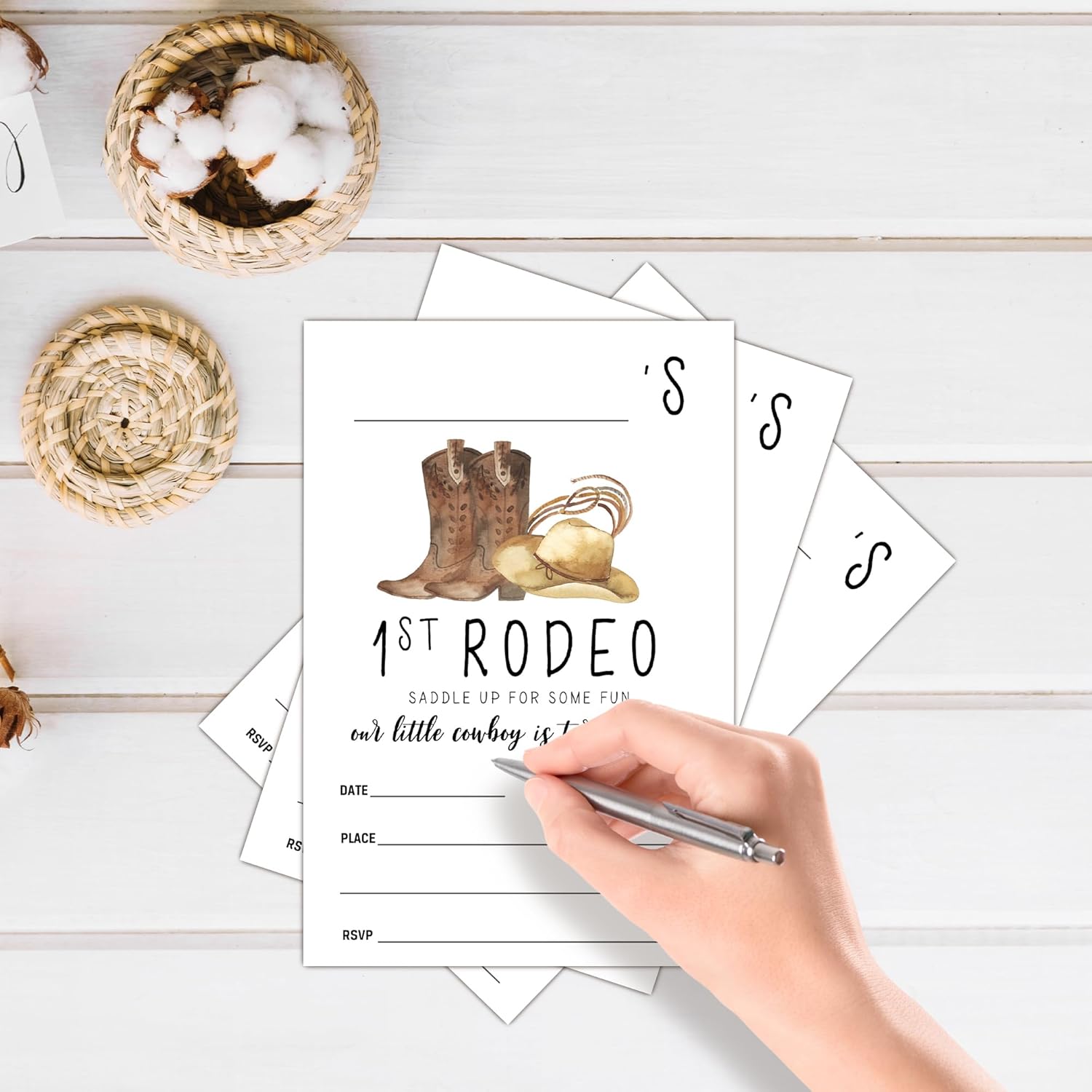 Geuro 1st Cowboy Birthday Invites for Boys Girls 4x6 Inch