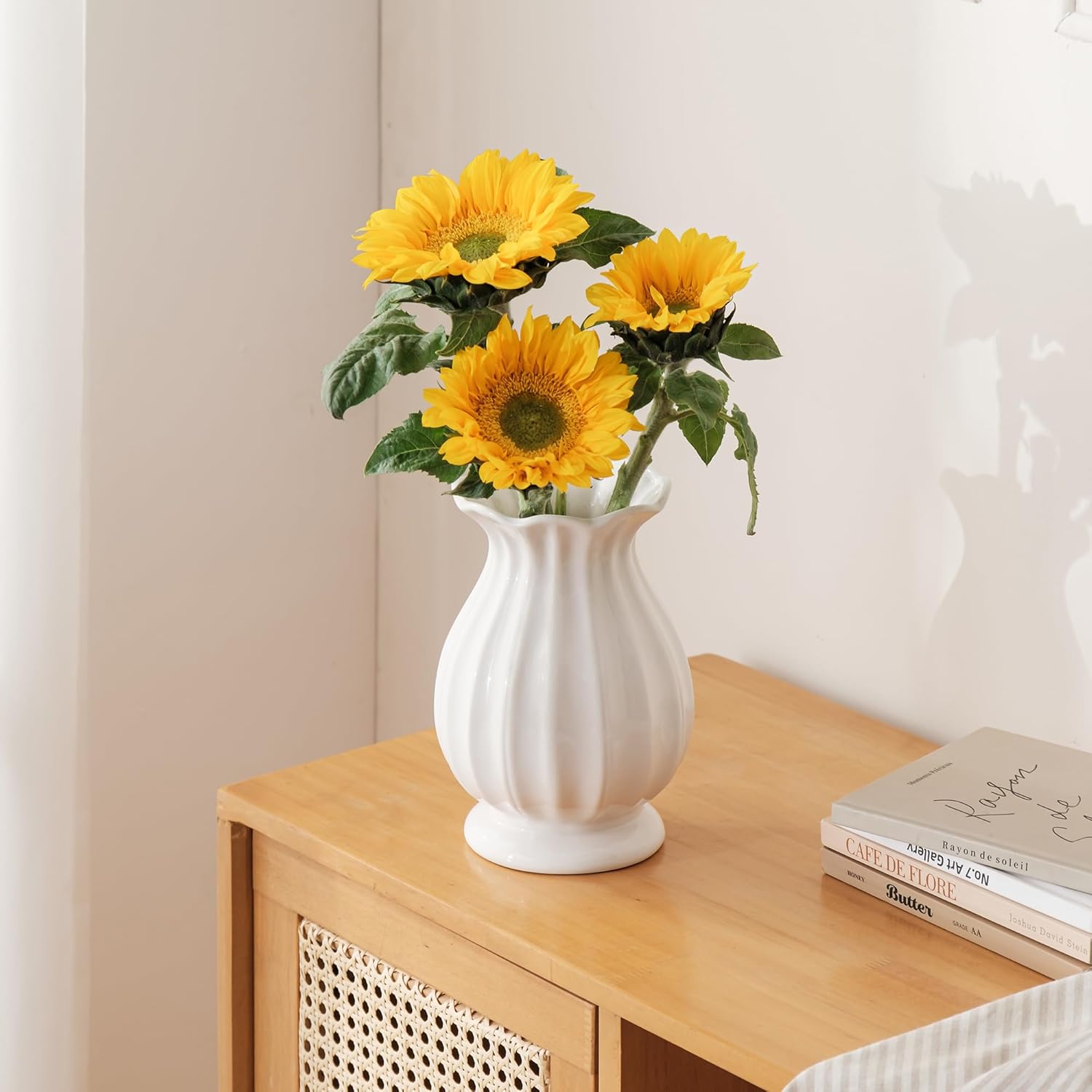 White Ceramic Vase 76 Inch Modern Farmhouse Decor