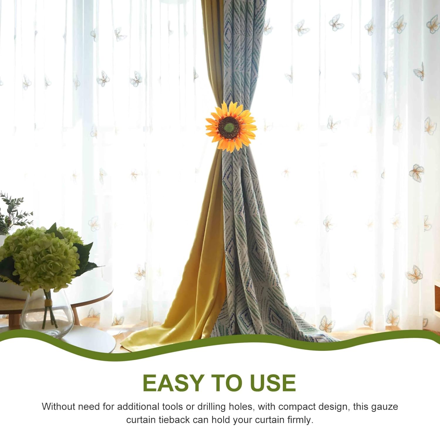 Veemoon 2pcs Sunflower Curtain Tiebacks Holdbacks for Home Decor