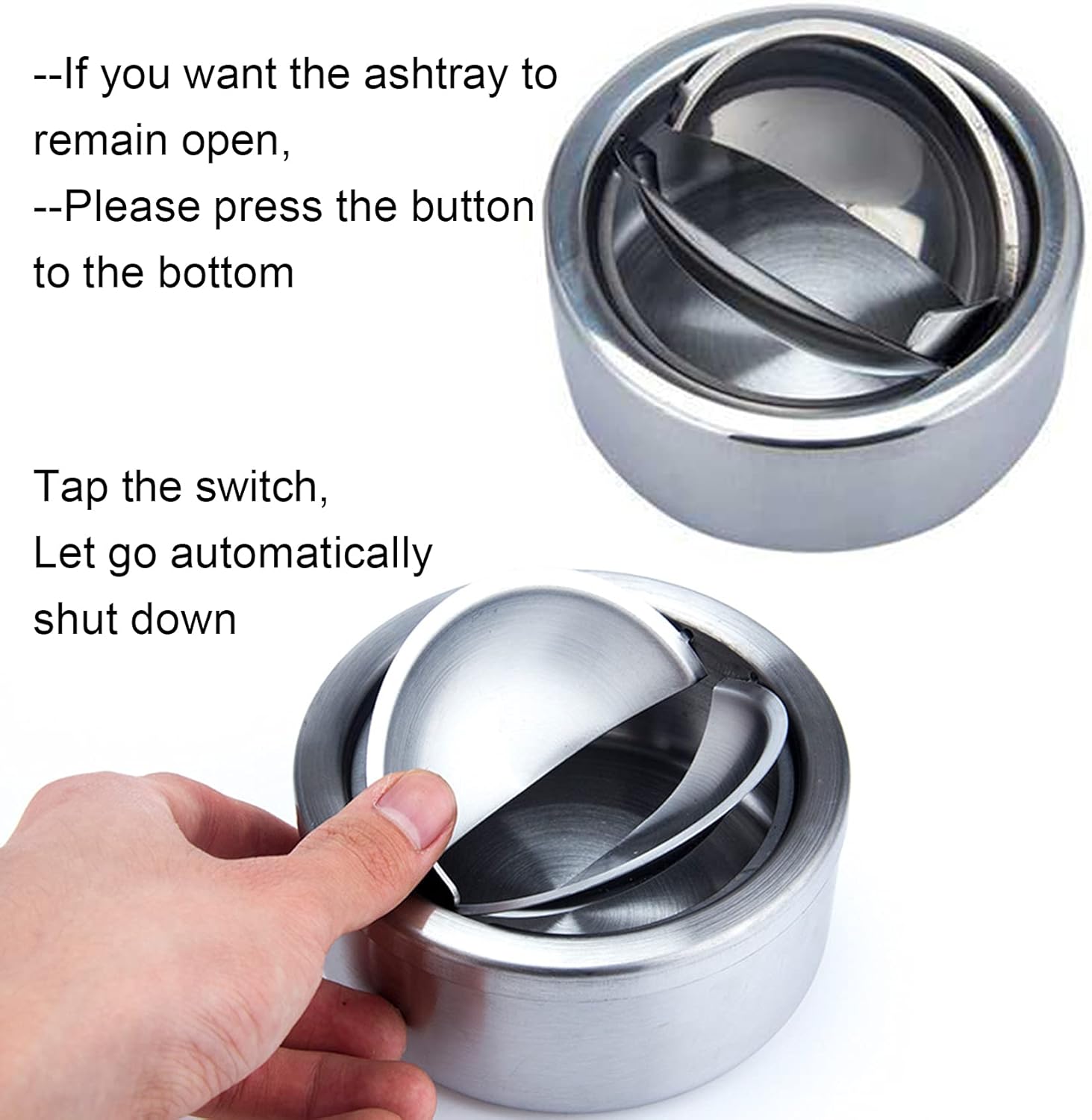Hanlongyu Windproof Stainless Steel Ashtray with Lid