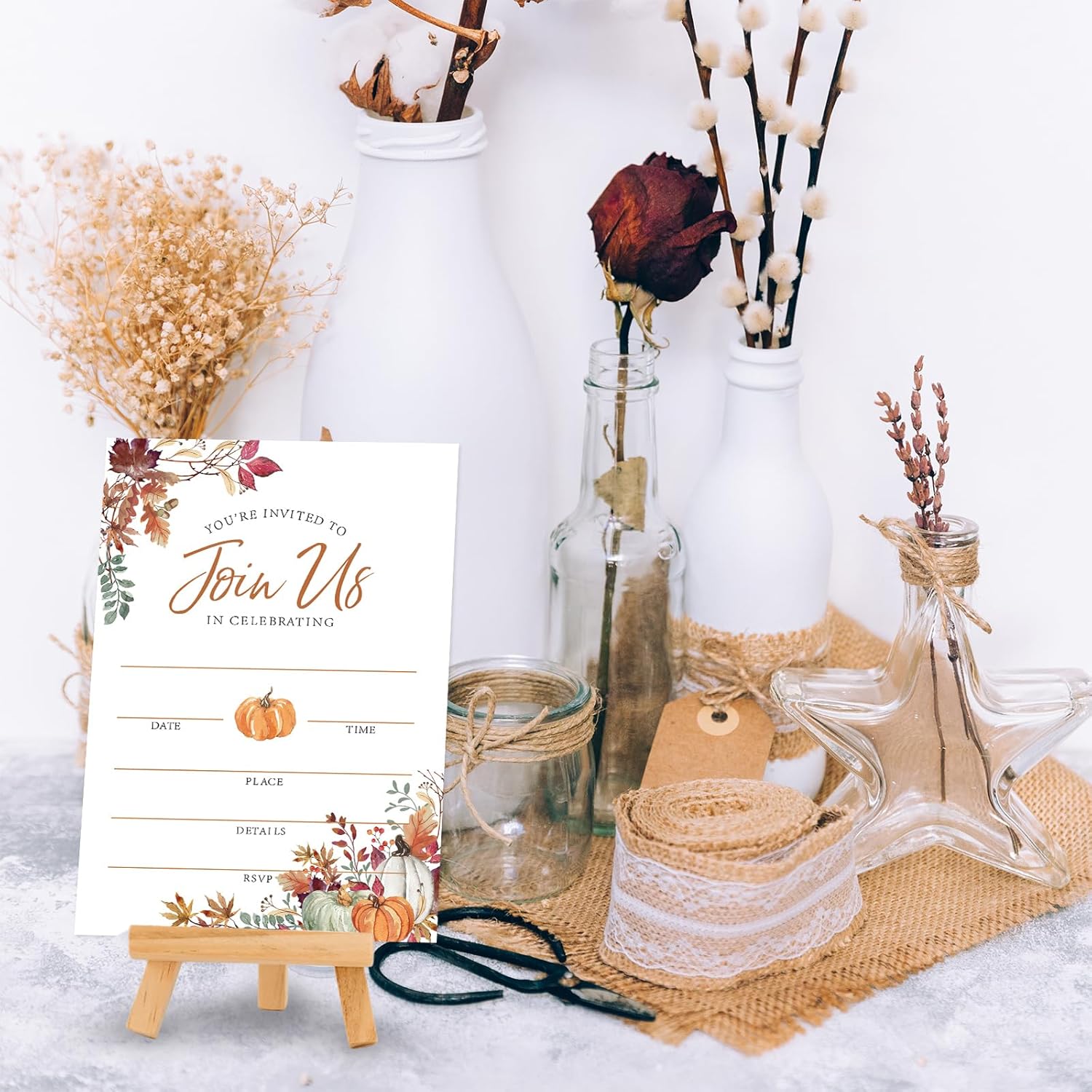 Whaline Fall Invitations 25 Set Autumn Leaves Pumpkin Invites