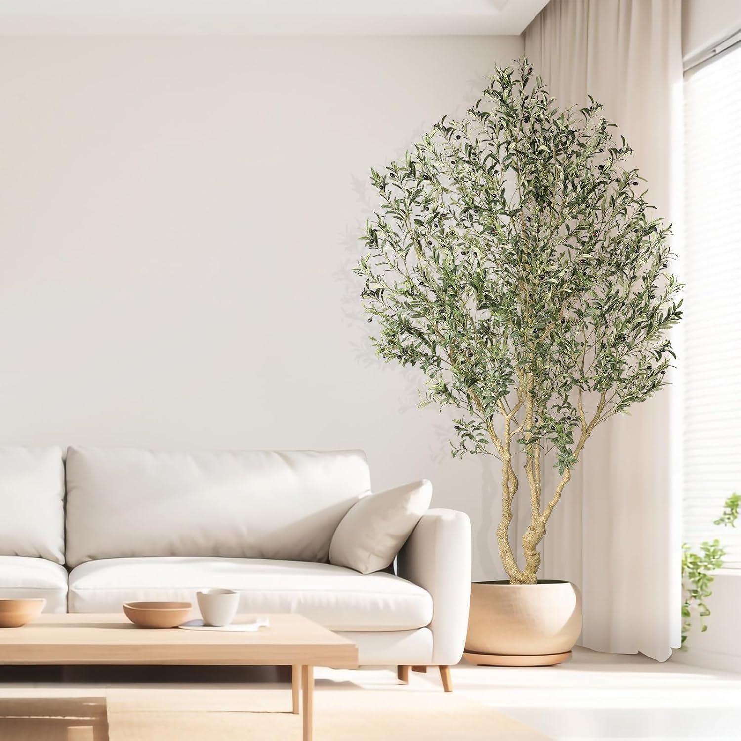 Realead 8ft Artificial Olive Tree with Realistic Leaves and Olives