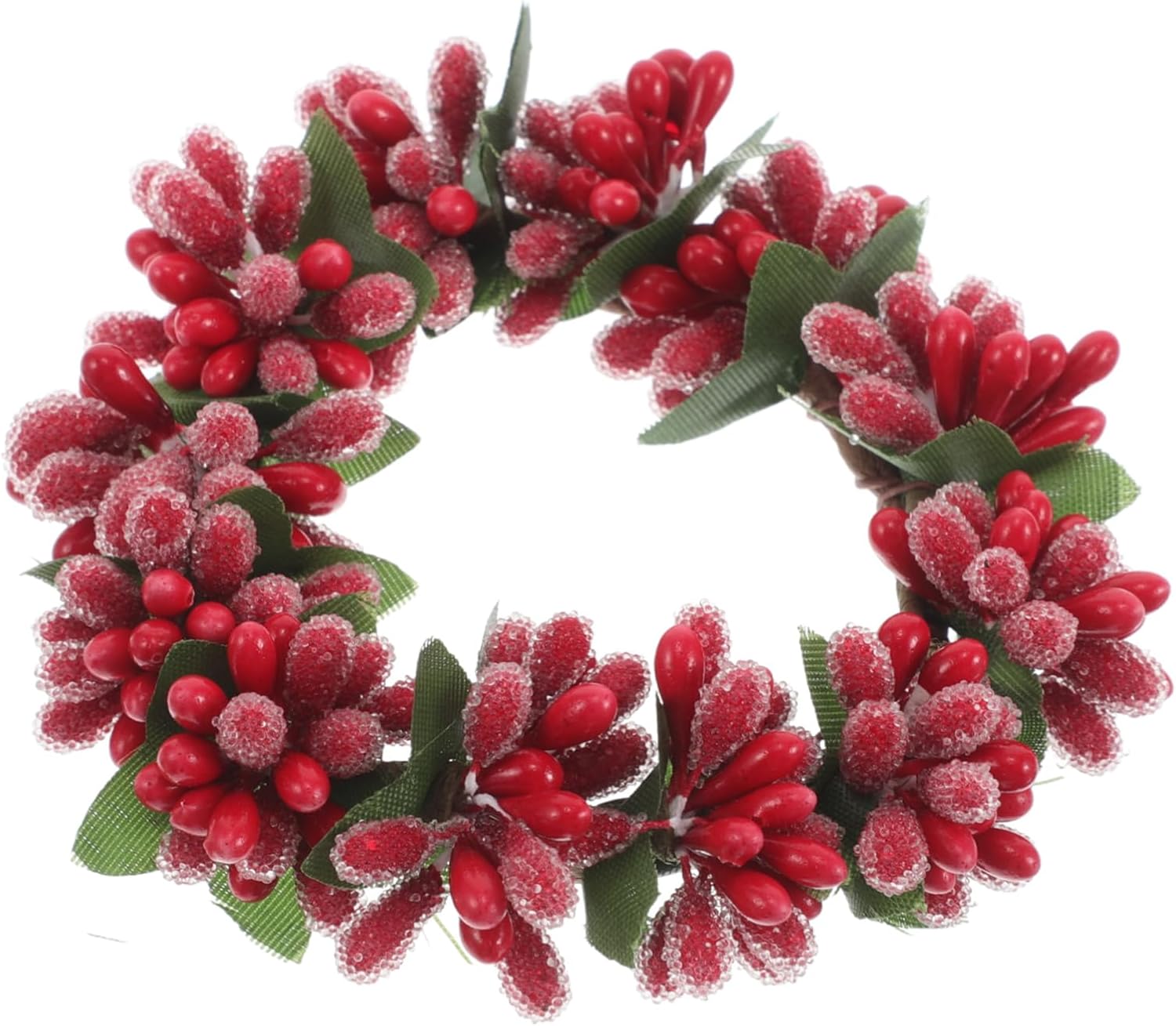 Cabilock Red Berries Pine Cones Candle Wreath Holiday Centerpiece