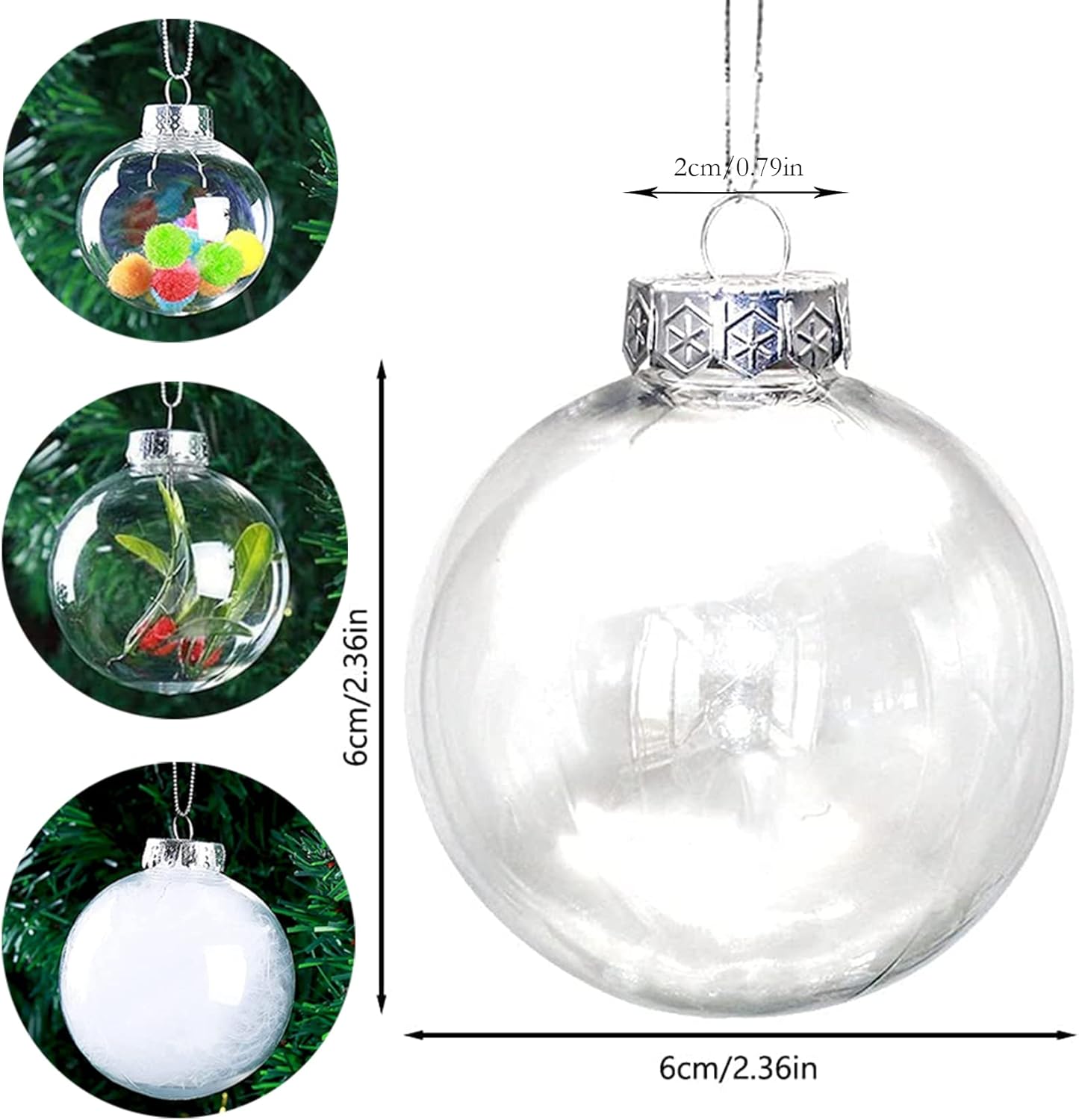 15 Pcs Clear Fillable Christmas Ornaments