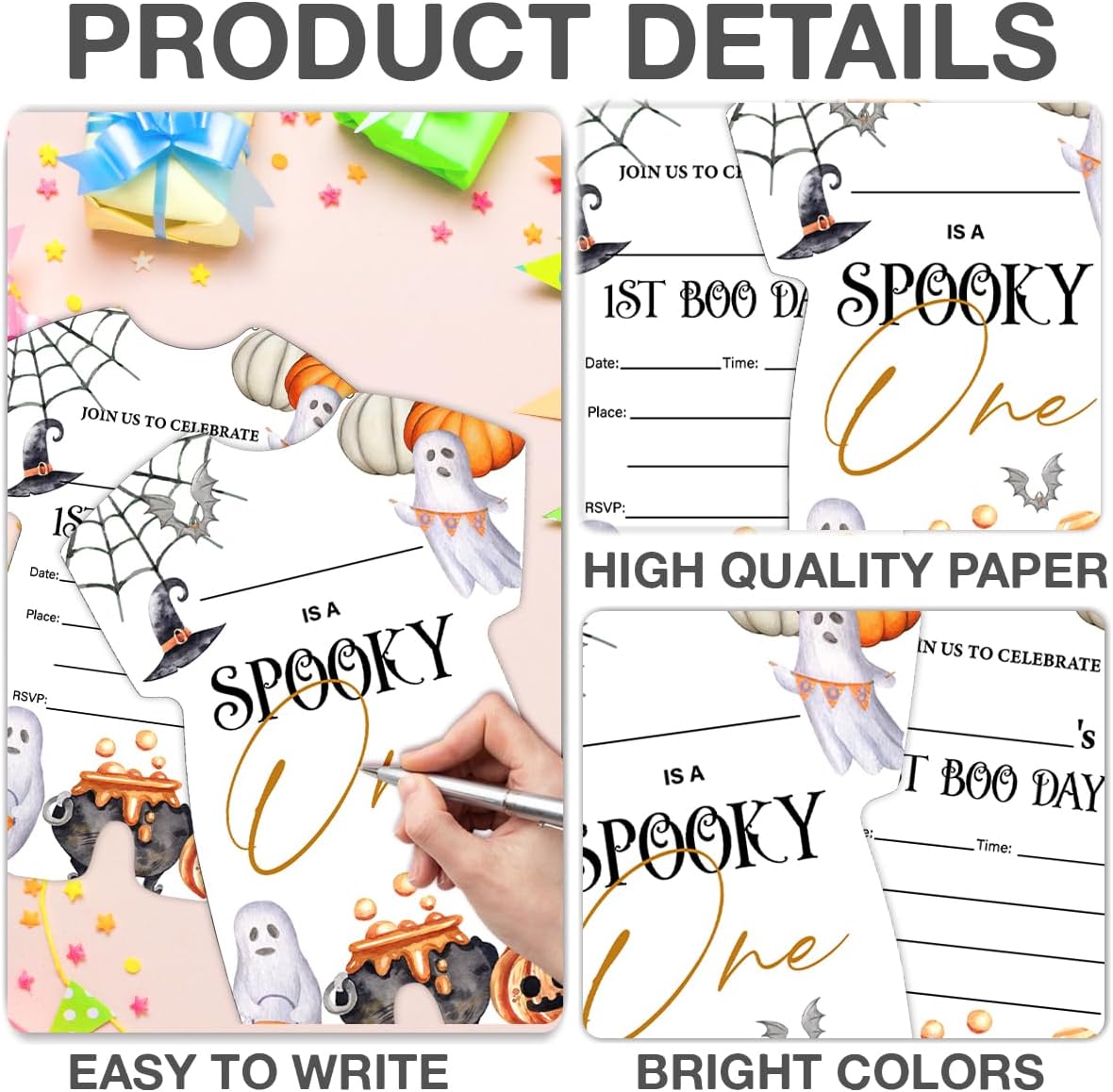 Halloween 1st Birthday Invitations Set of 20 with Envelopes