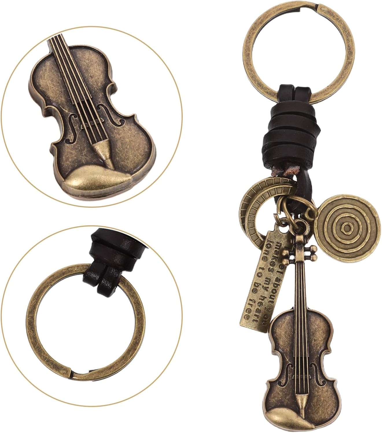 Amosfun Retro Violin Keychain Zinc Alloy Music Pendant