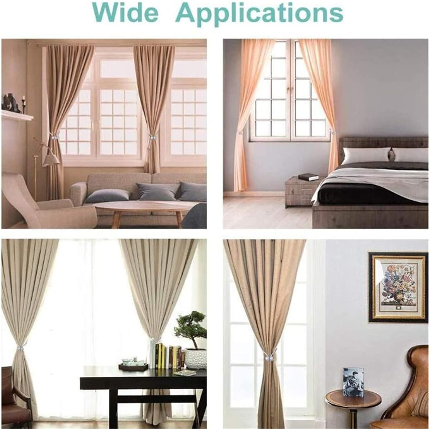 Green Magnetic Curtain Tiebacks 4pcs Holdback Holders