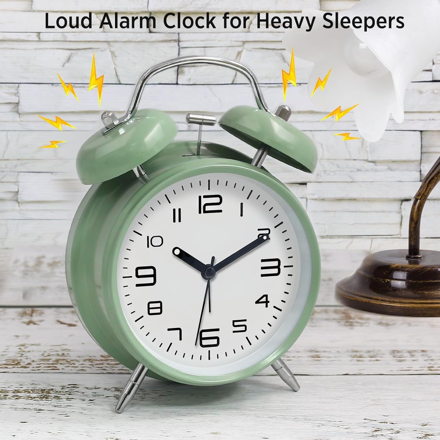 Loud Alarm Clock for Heavy Sleepers 4 Inch Twin Bell Metal Design