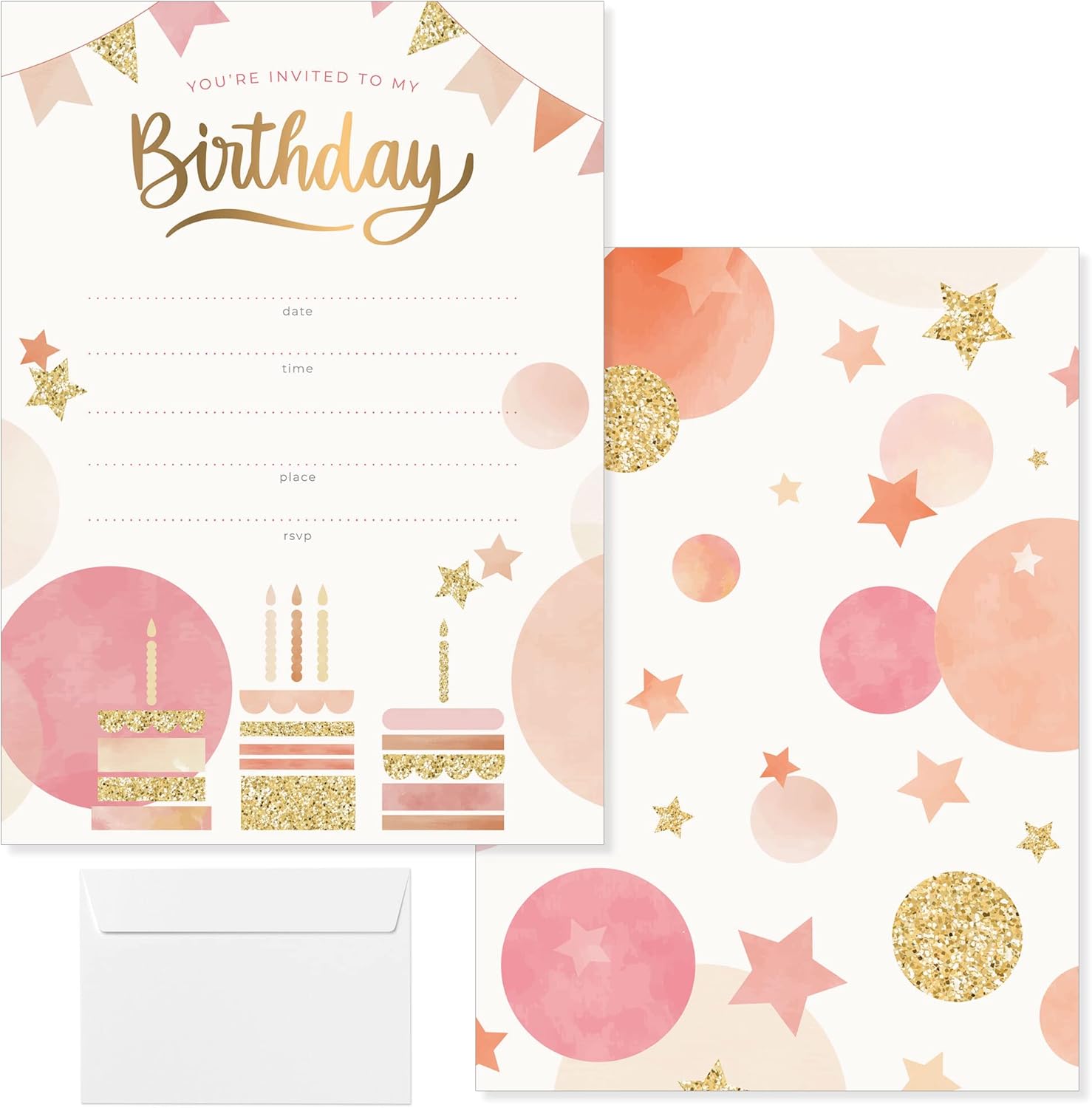 30 Pack Birthday Invitations with Envelopes