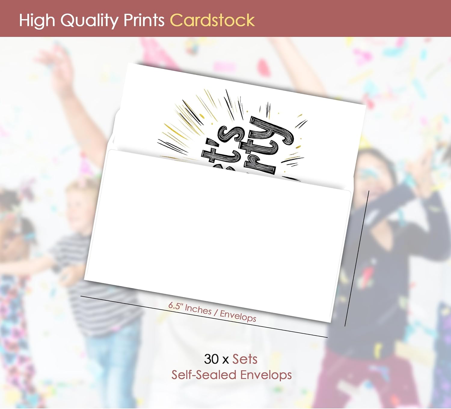 Simple Lets Party Birthday Invitations 30 Sets with Envelopes