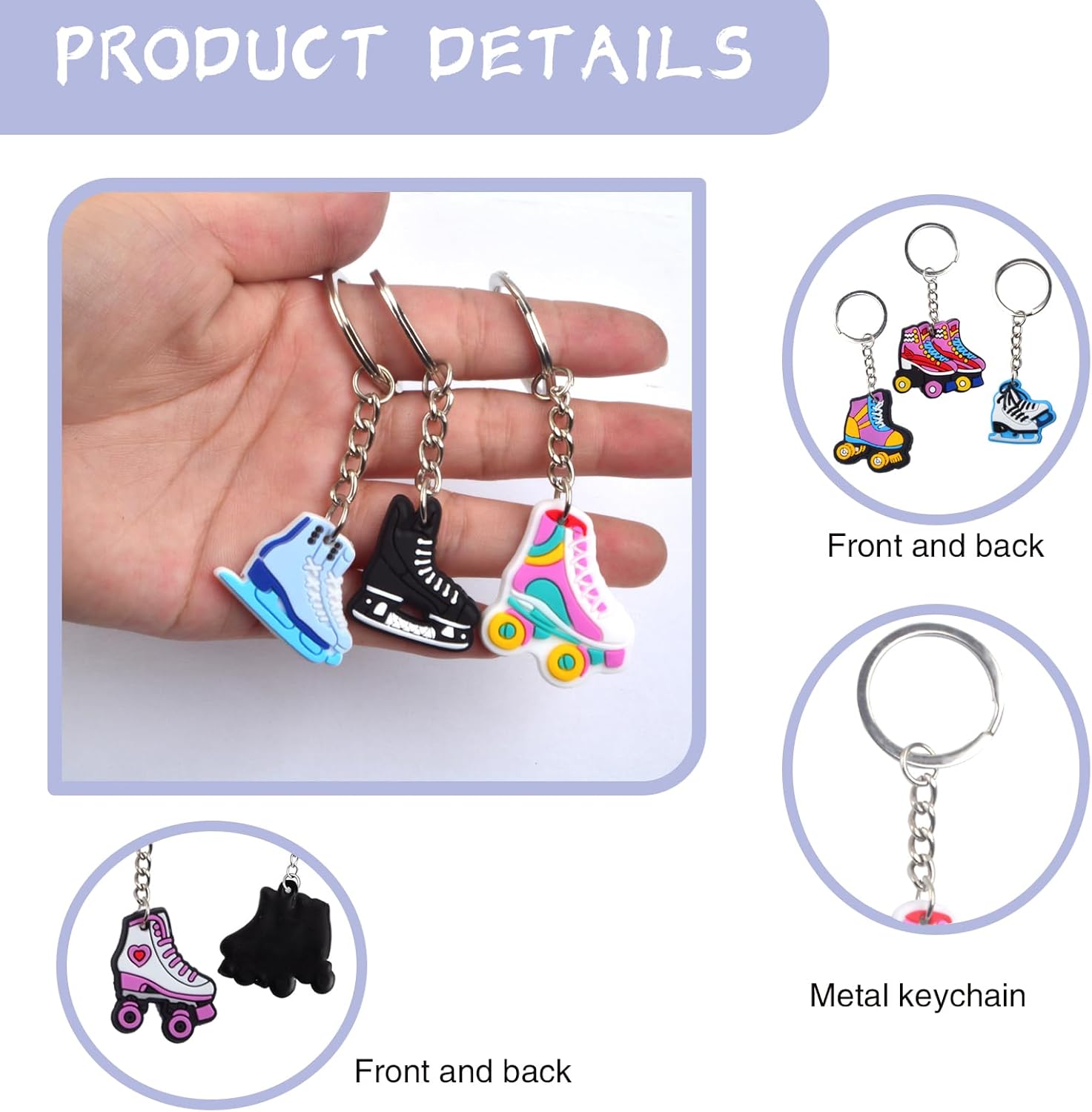 12pcs Roller Skate Keychains Keyring Bag Charm Party Decor