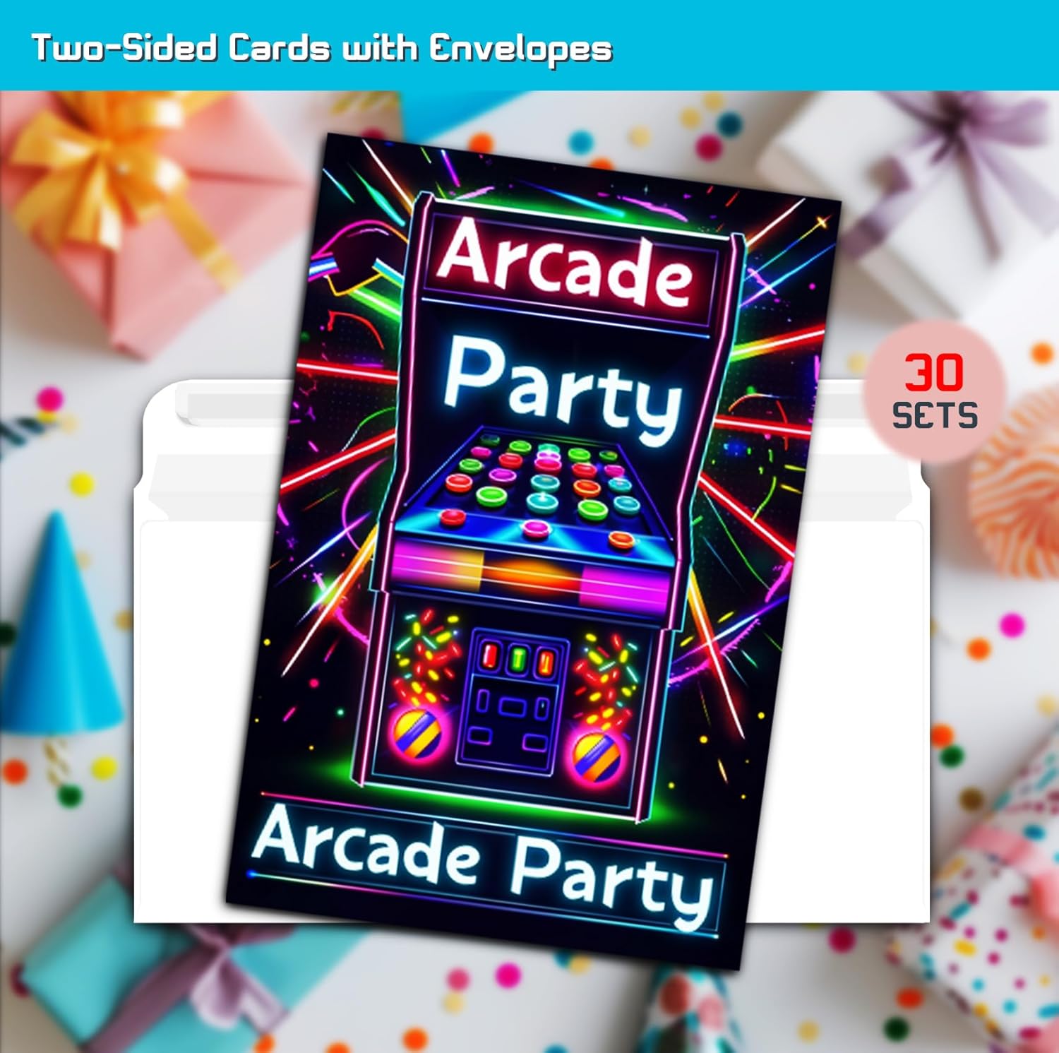 Arcade Games Birthday Party Invitation Cards 30 Cards With Envelopes