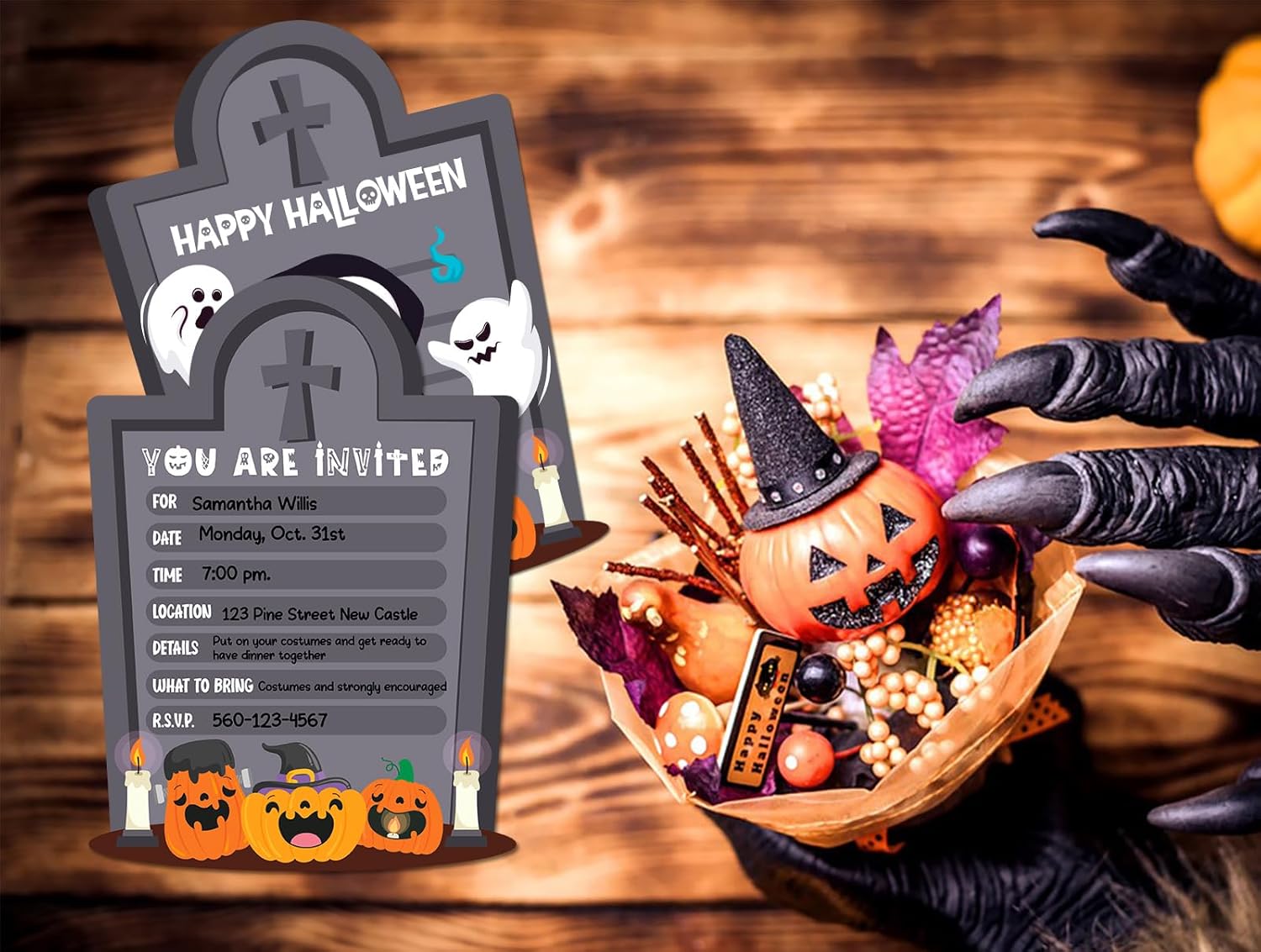 D24TIME Halloween Invitation Cards 12Pcs with Envelopes