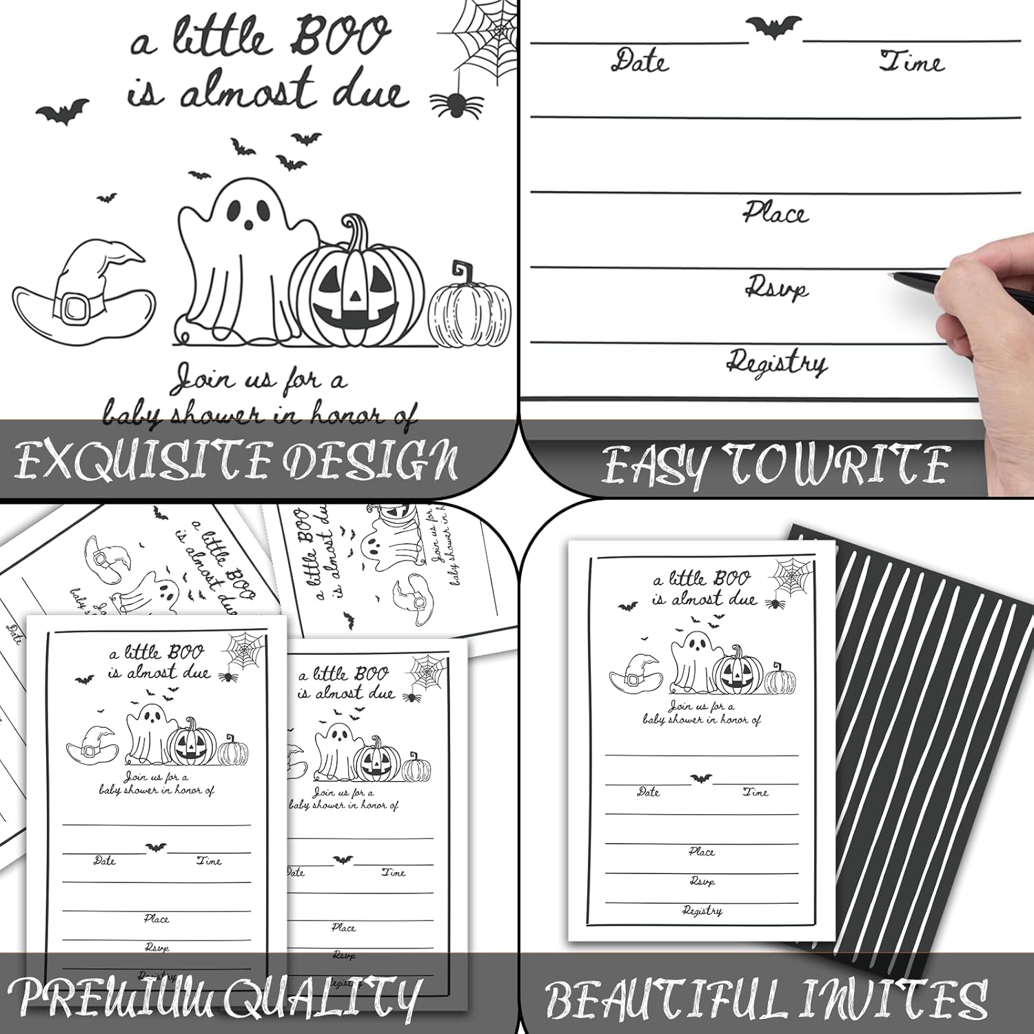 Halloween Baby Shower Invites 25 Double Sided with Envelopes