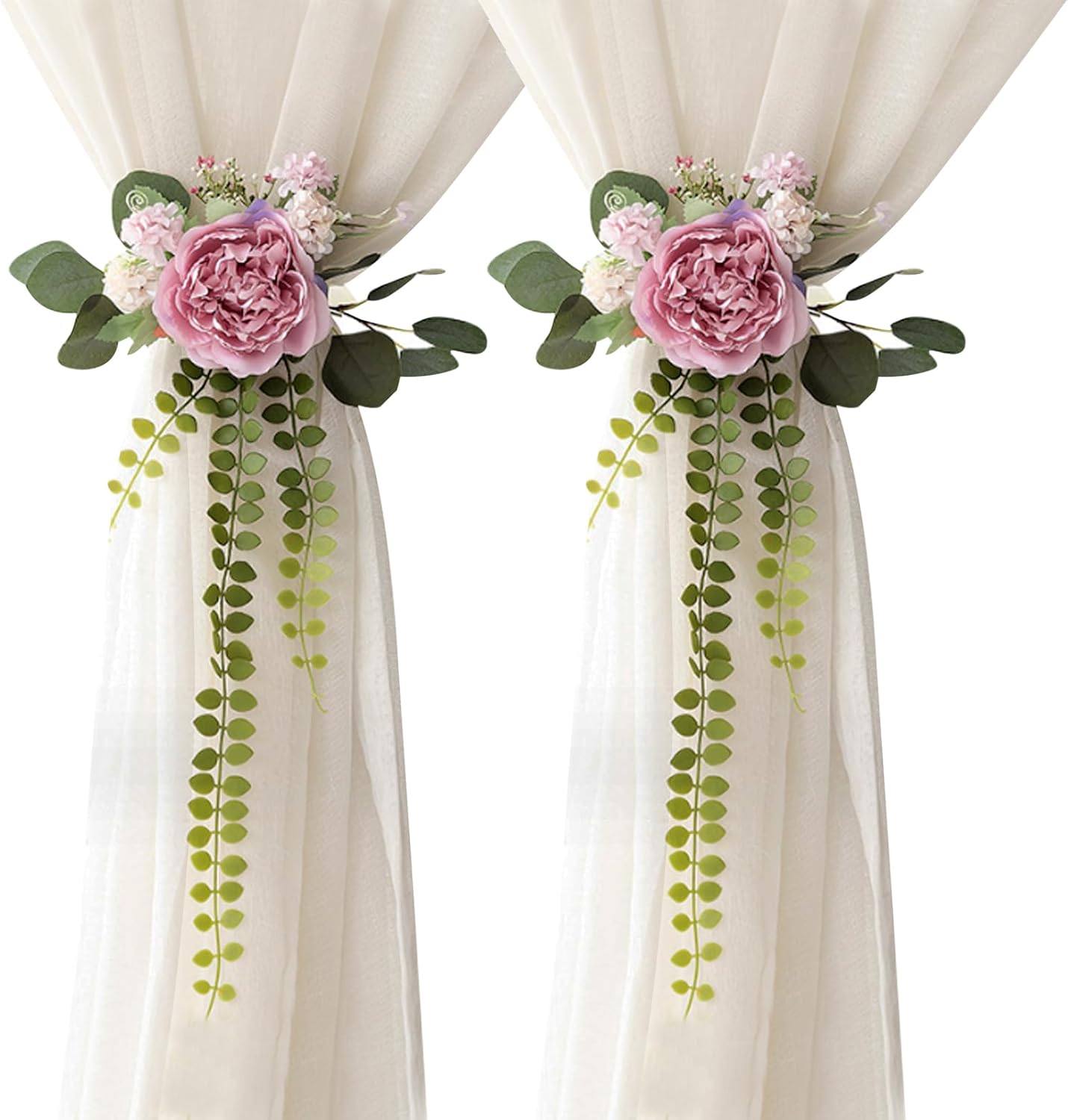 2 Pack Purple Rose Design Curtain Tiebacks