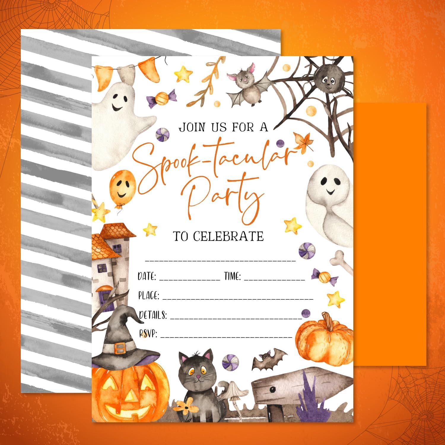 25 Spooktacular Halloween Party Invitations Cards with Envelopes