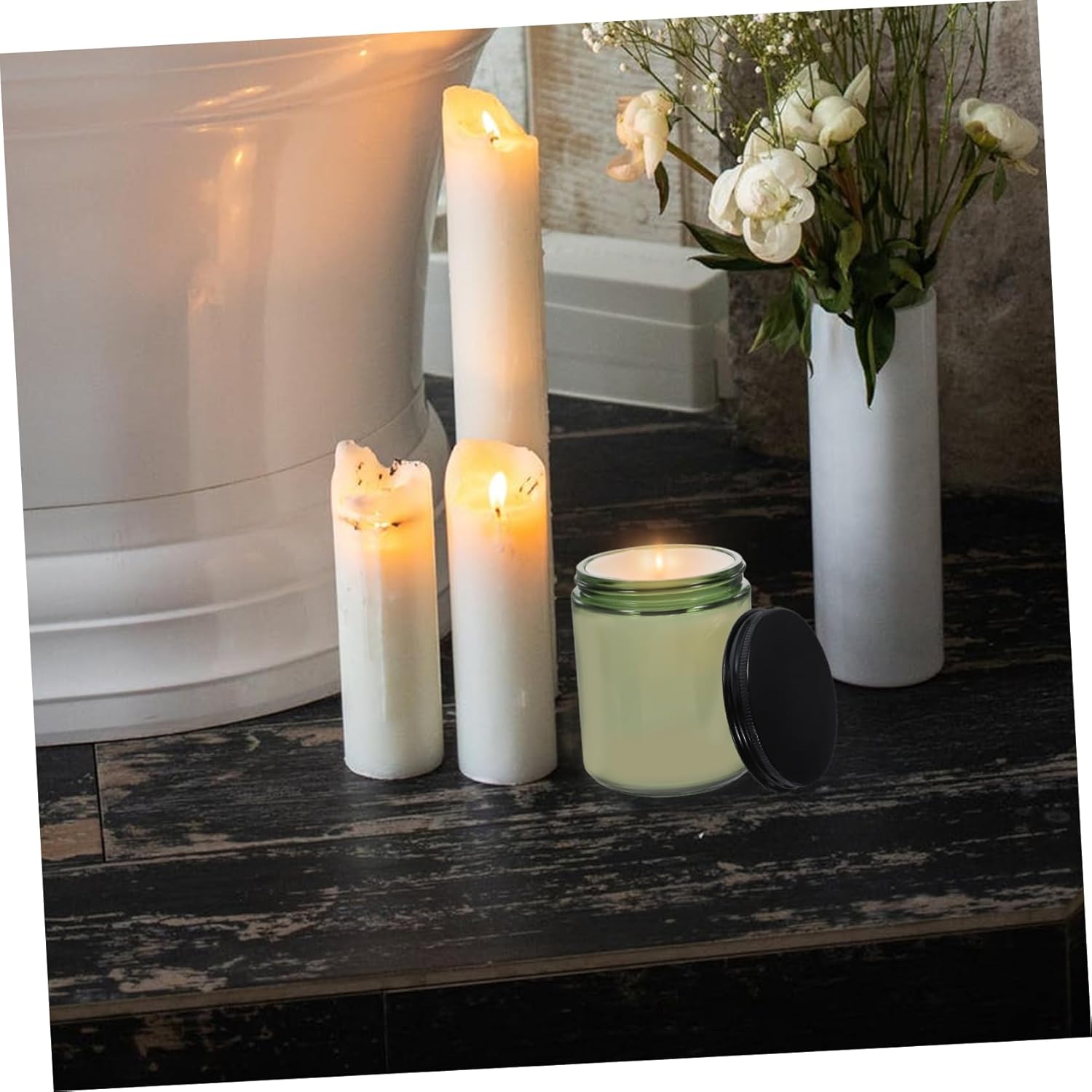 STOBAZA 12 Pcs 250Ml Glass Candle Jars with Lids