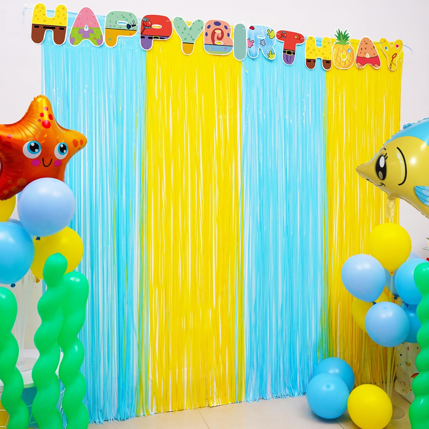 Sponge Birthday Party Decorations 2 Pack Foil Fringe Curtains
