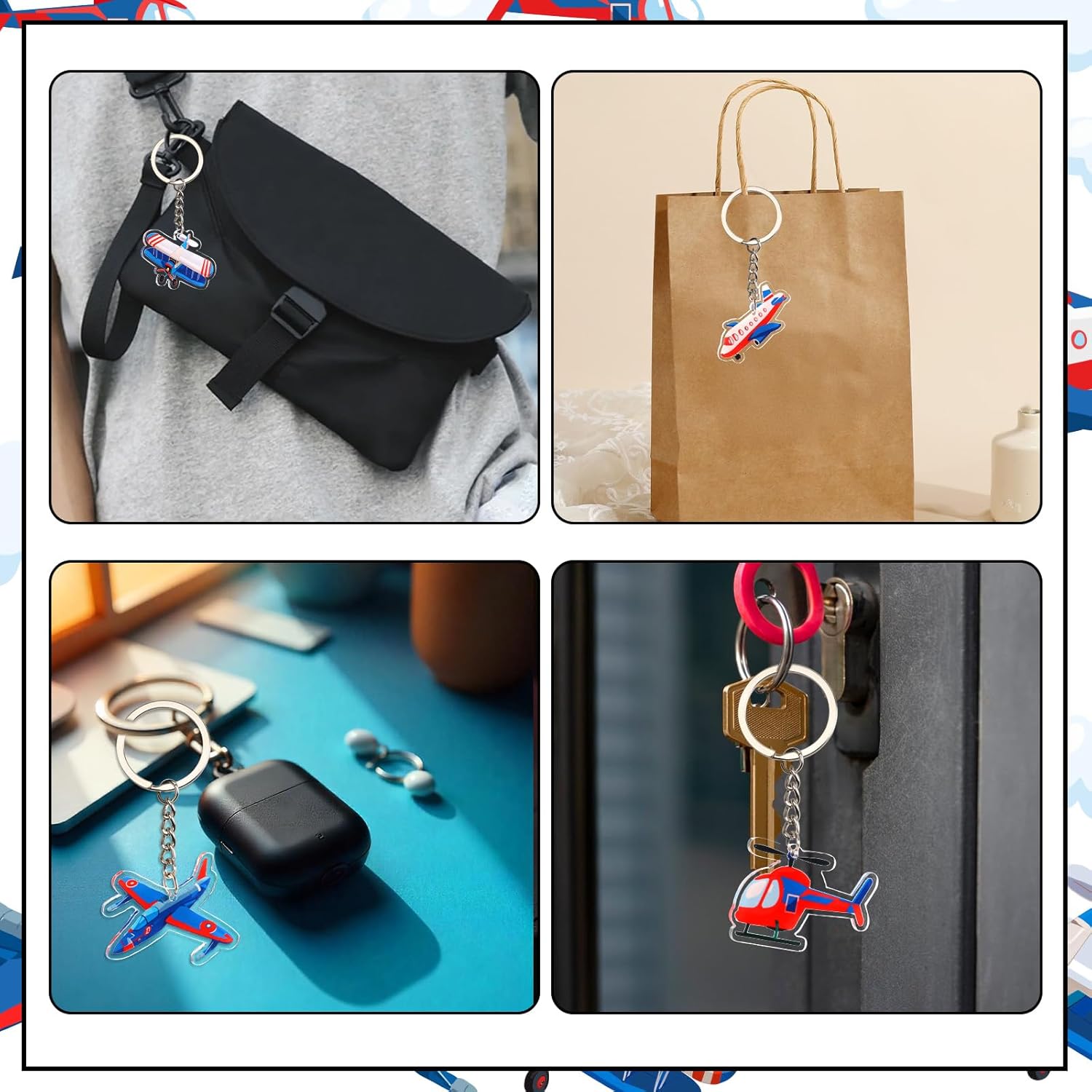 Serencatcher Airplane Keychain Set 12pcs