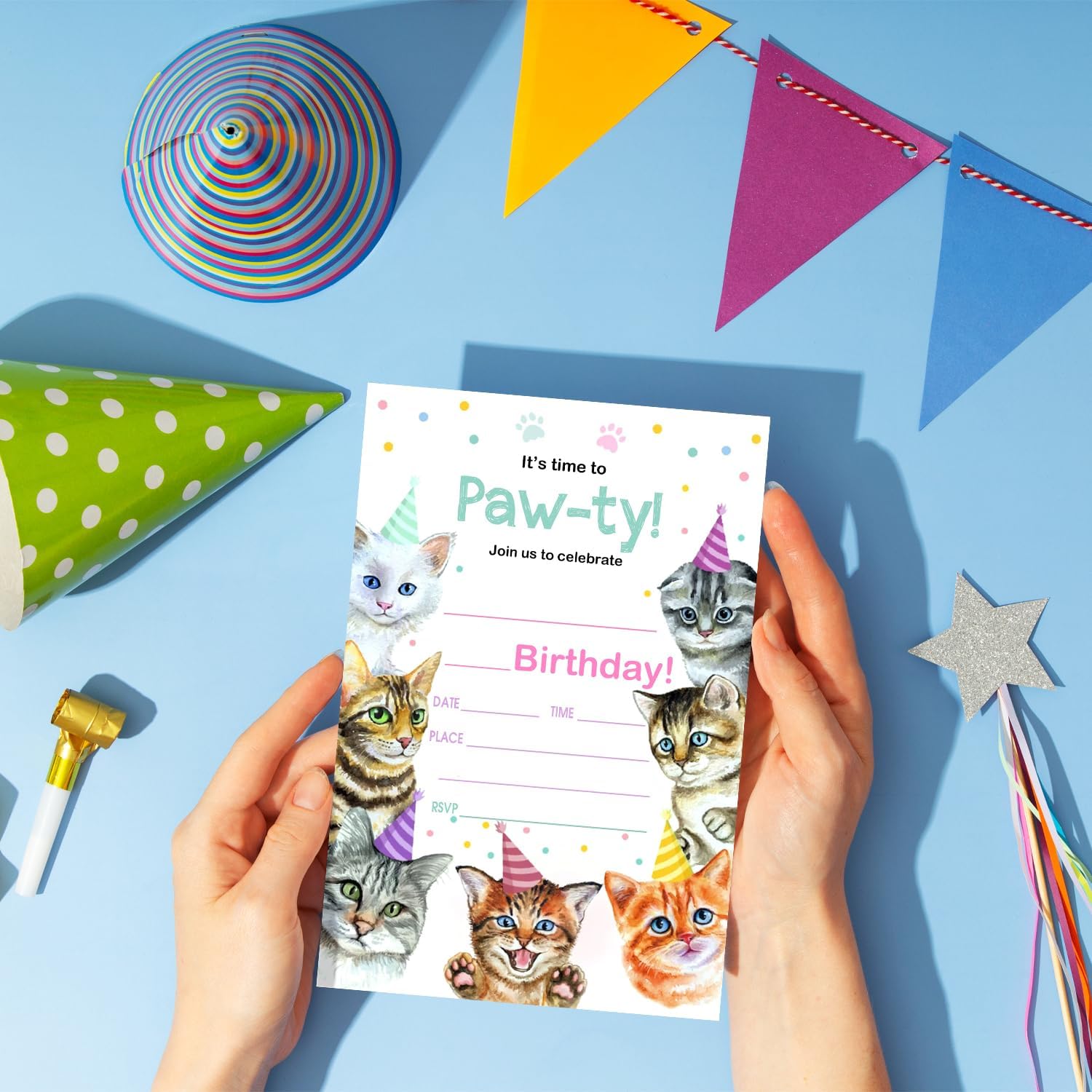 Its Time To Paw-ty Birthday Invites - 20 Pet-Themed Cards with Envelopes
