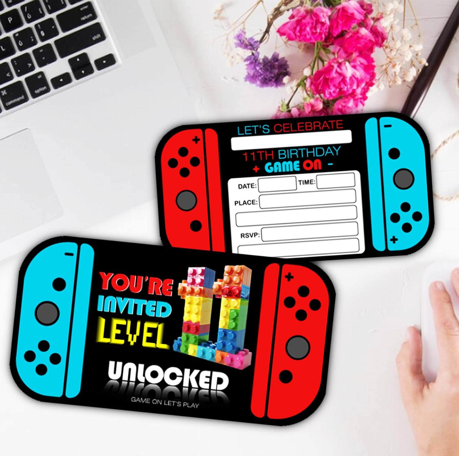 Video Game 11th Birthday Invitation Cards for Boys