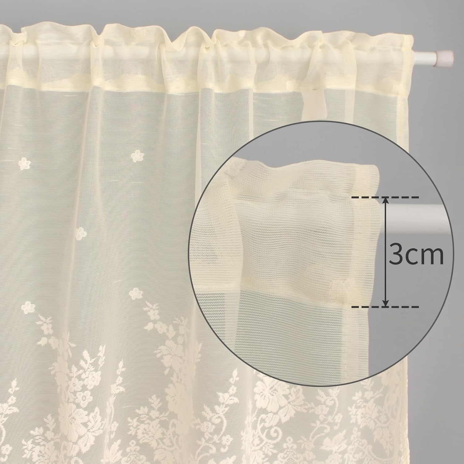 Zhh E-Commerce Beige Floral Valance Window Treatment