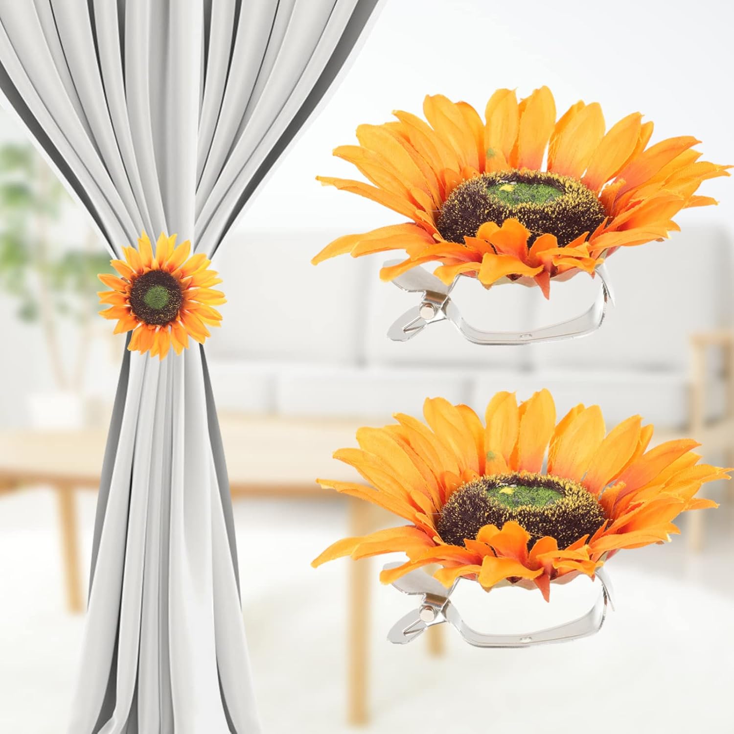 Veemoon 2pcs Sunflower Curtain Tiebacks Holdbacks for Home Decor