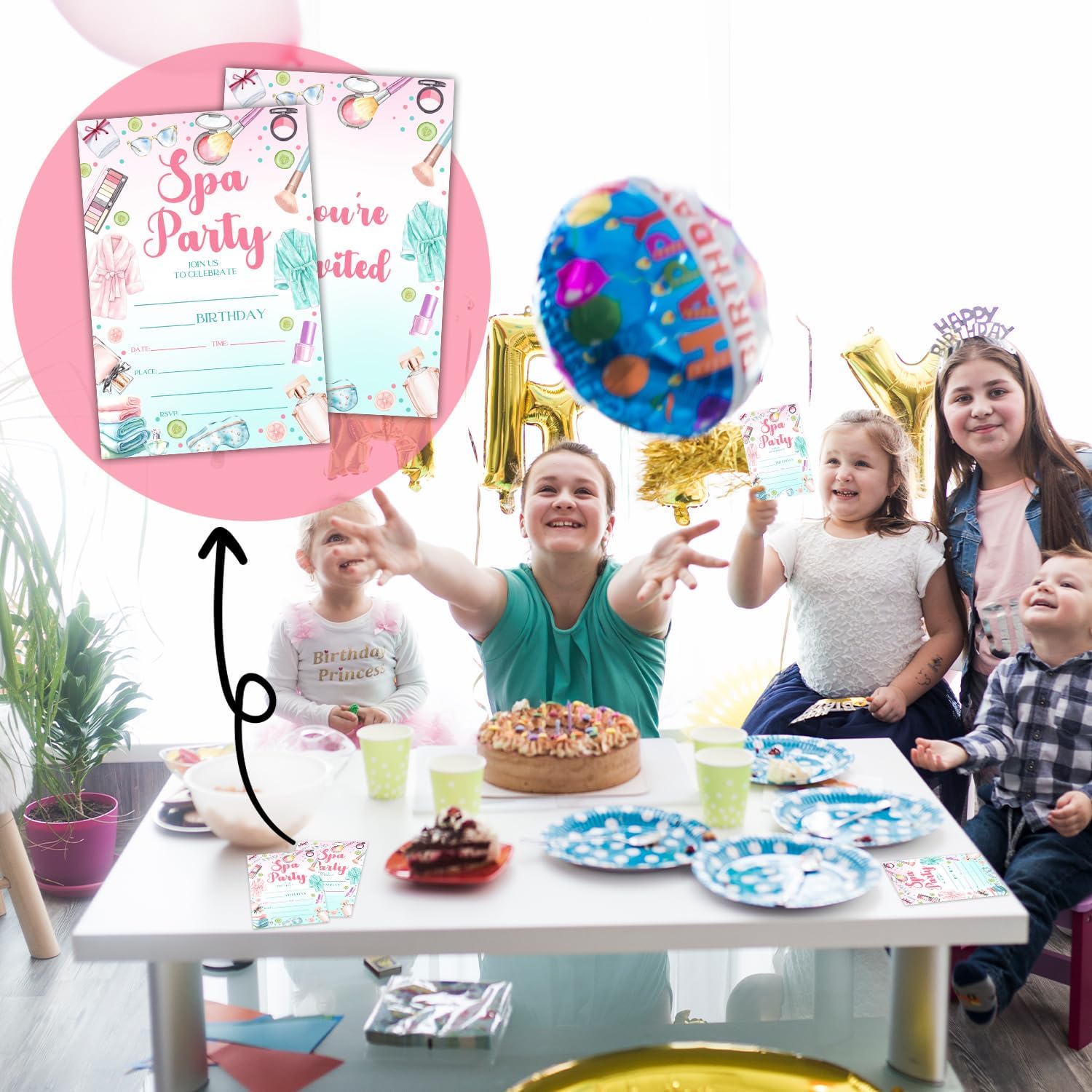 Spa Birthday Party Invites for Women Girls with Envelopes