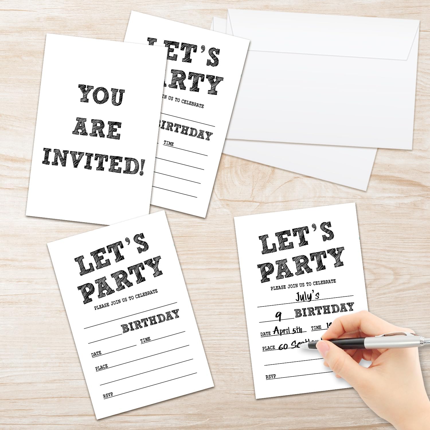 Lets Party Birthday Invitations with Envelopes 20 Set