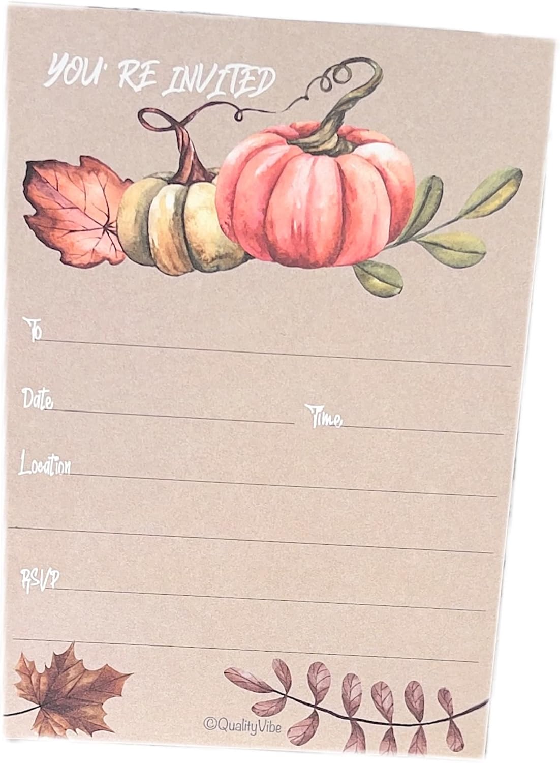 25 Pumpkin Fall Invitations With Envelopes