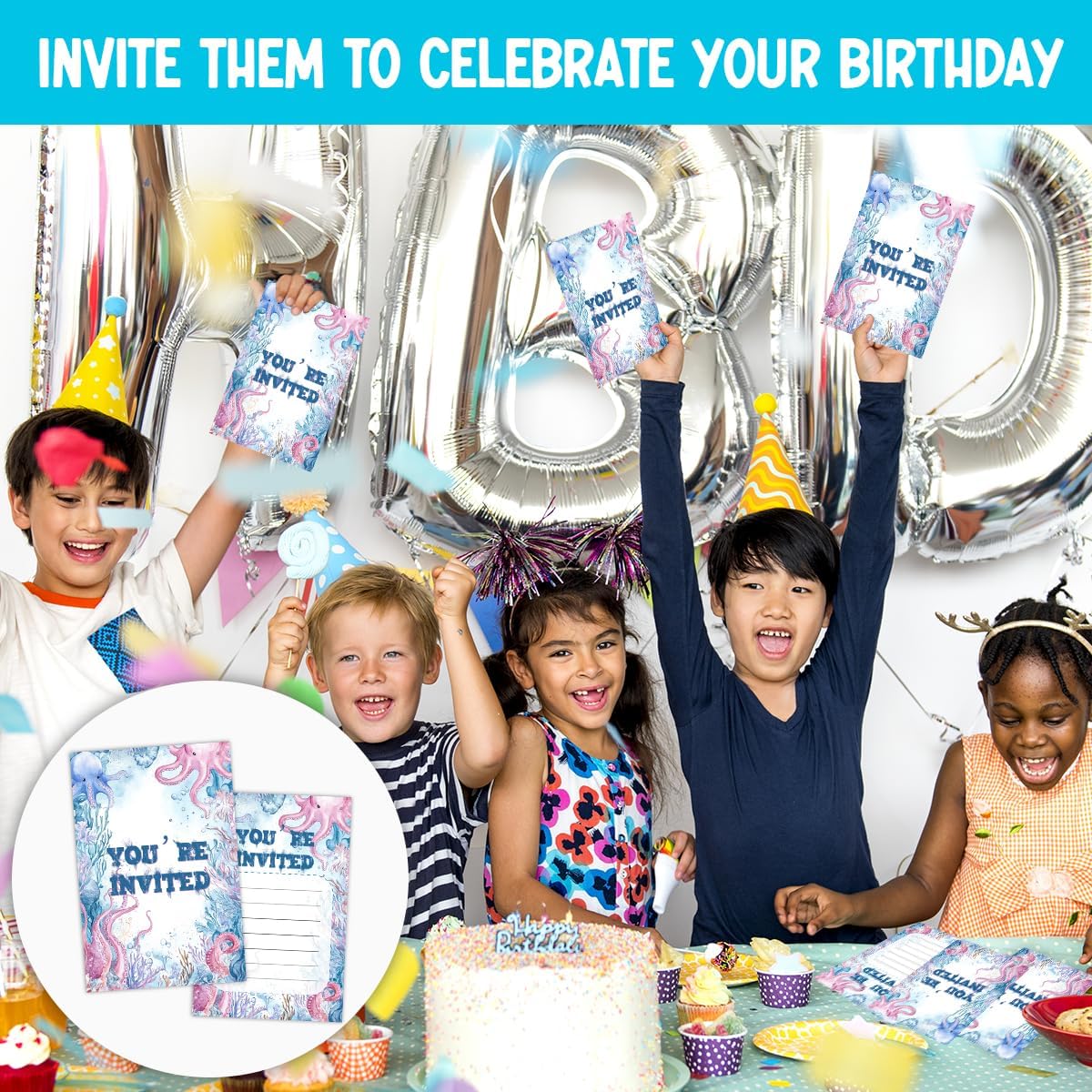 Under the Sea Octopus Birthday Party Invitations