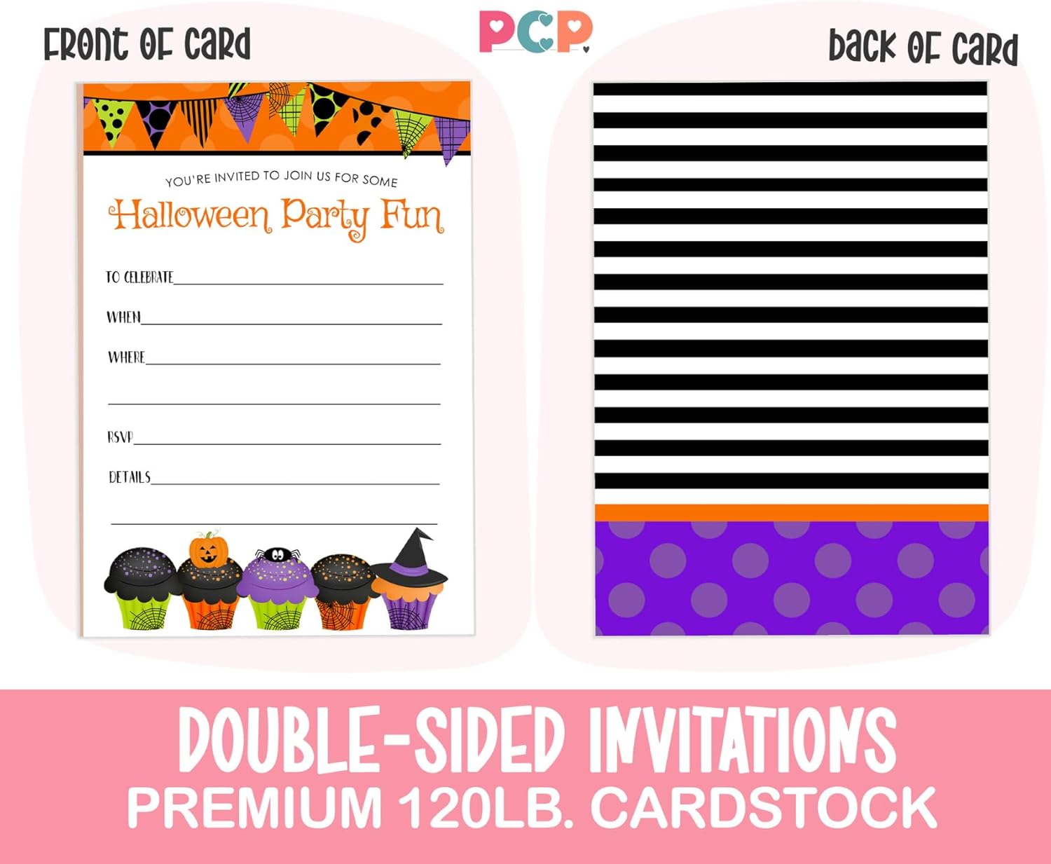 Halloween Birthday Invitations with Envelopes Set of 15