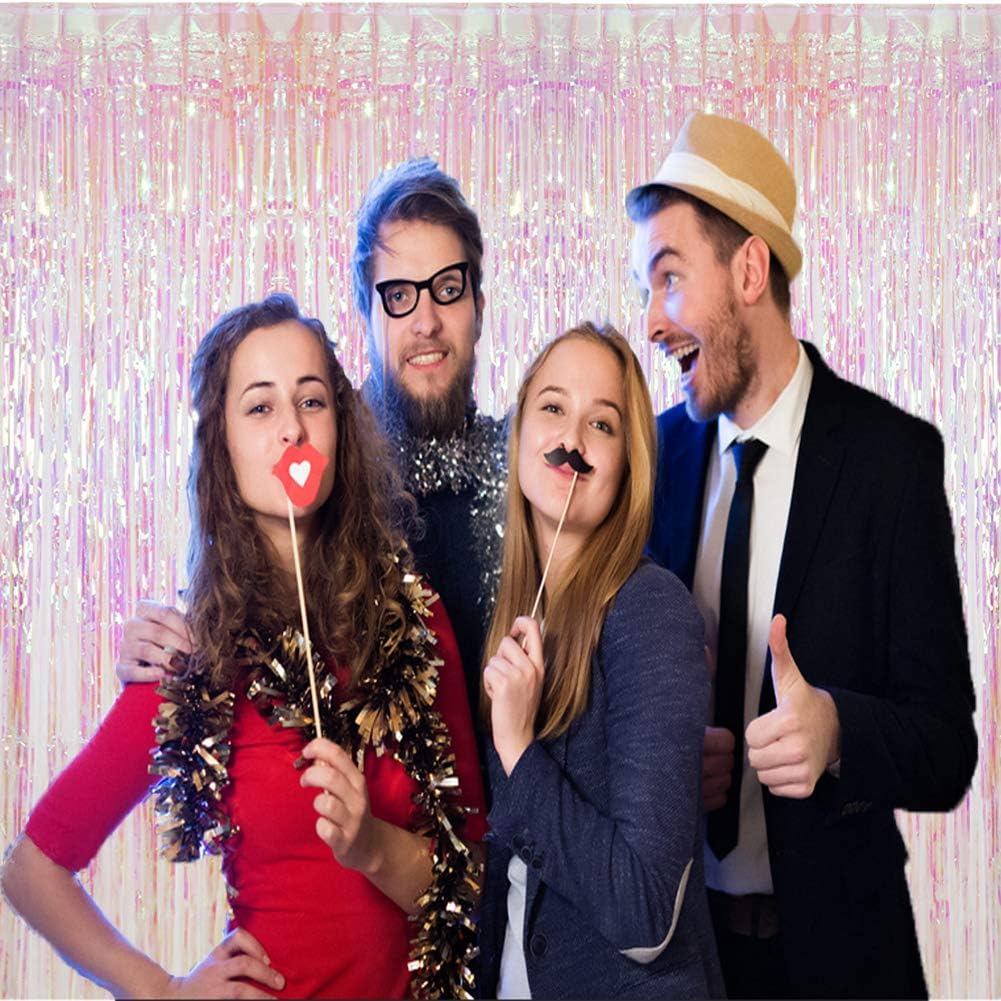 CCINEE 2pcs Metallic Foil Fringe Curtain for Party Decorations