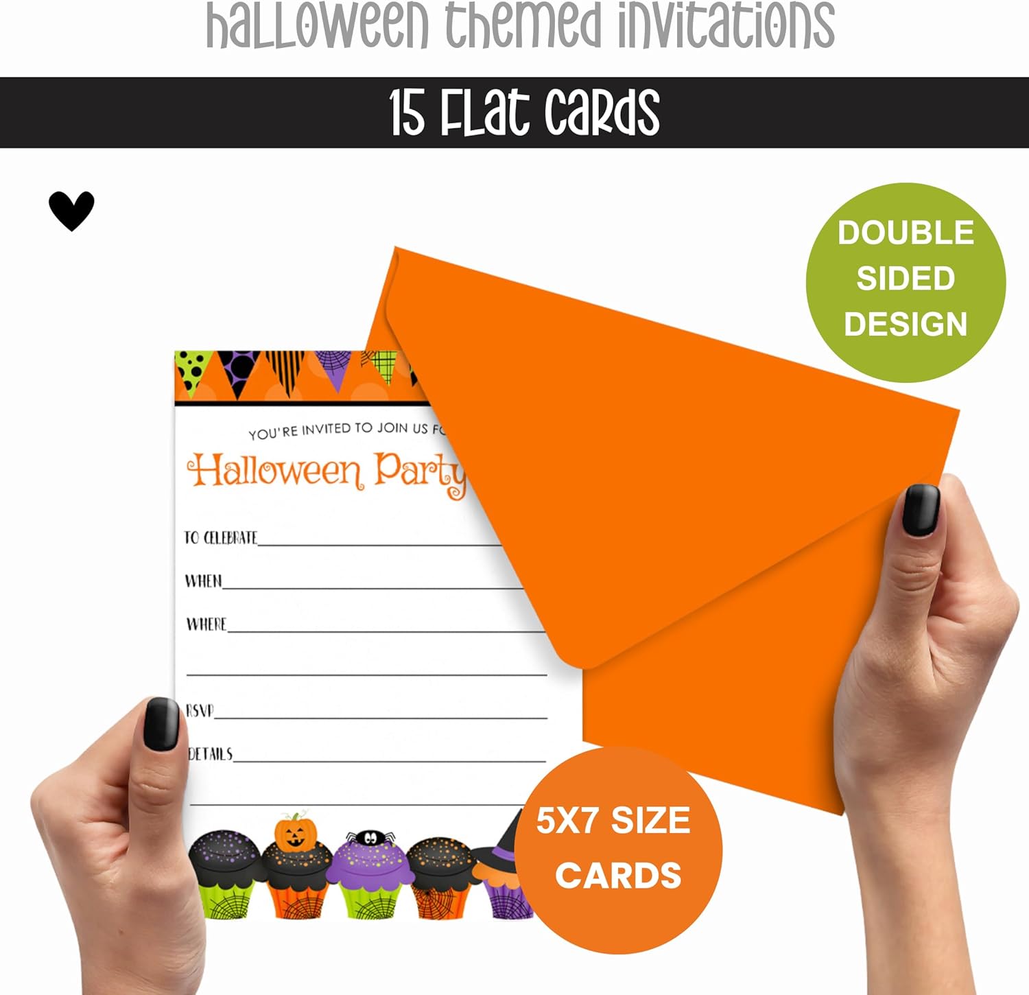Halloween Birthday Invitations with Envelopes Set of 15