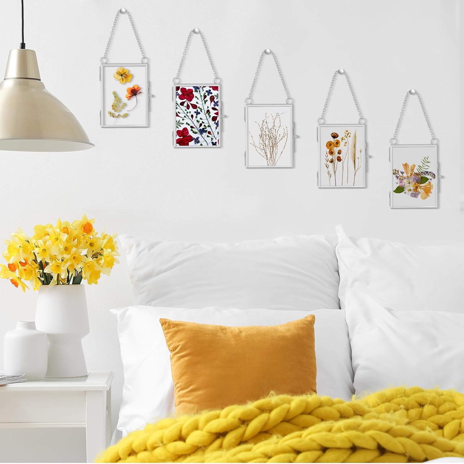 Landhoow 8 Pcs Floating Picture Frames for Pressed Flowers Silver